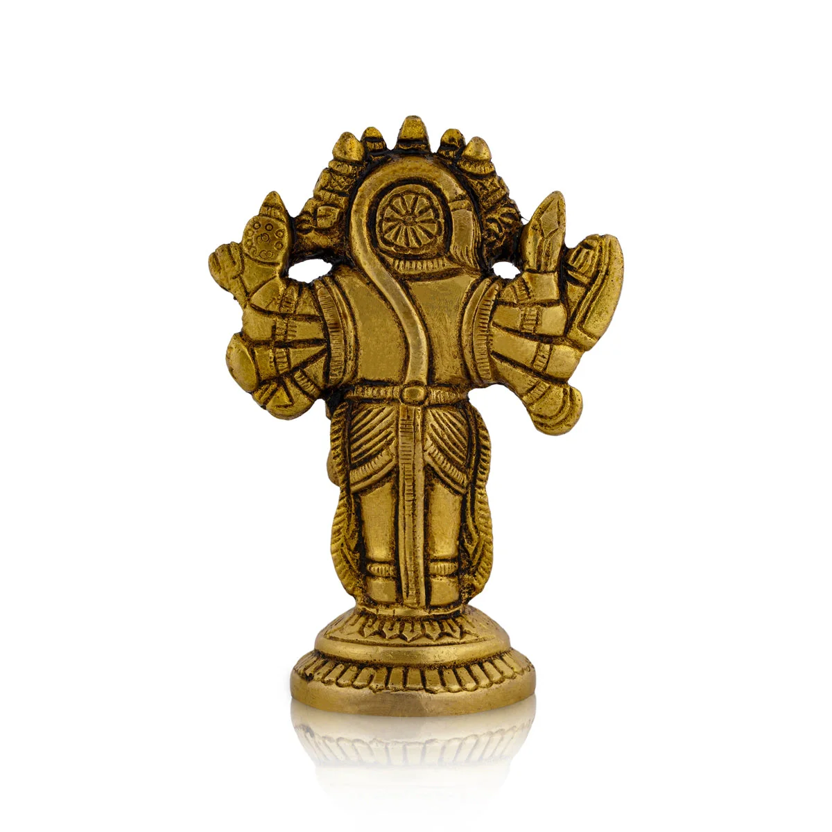 Panchmukhi Hanuman Murti Standing On Base- 4 X 2.5 Inches | 5 Face Anjaneya Statue/ Antique Brass Idol For Home - Image 5
