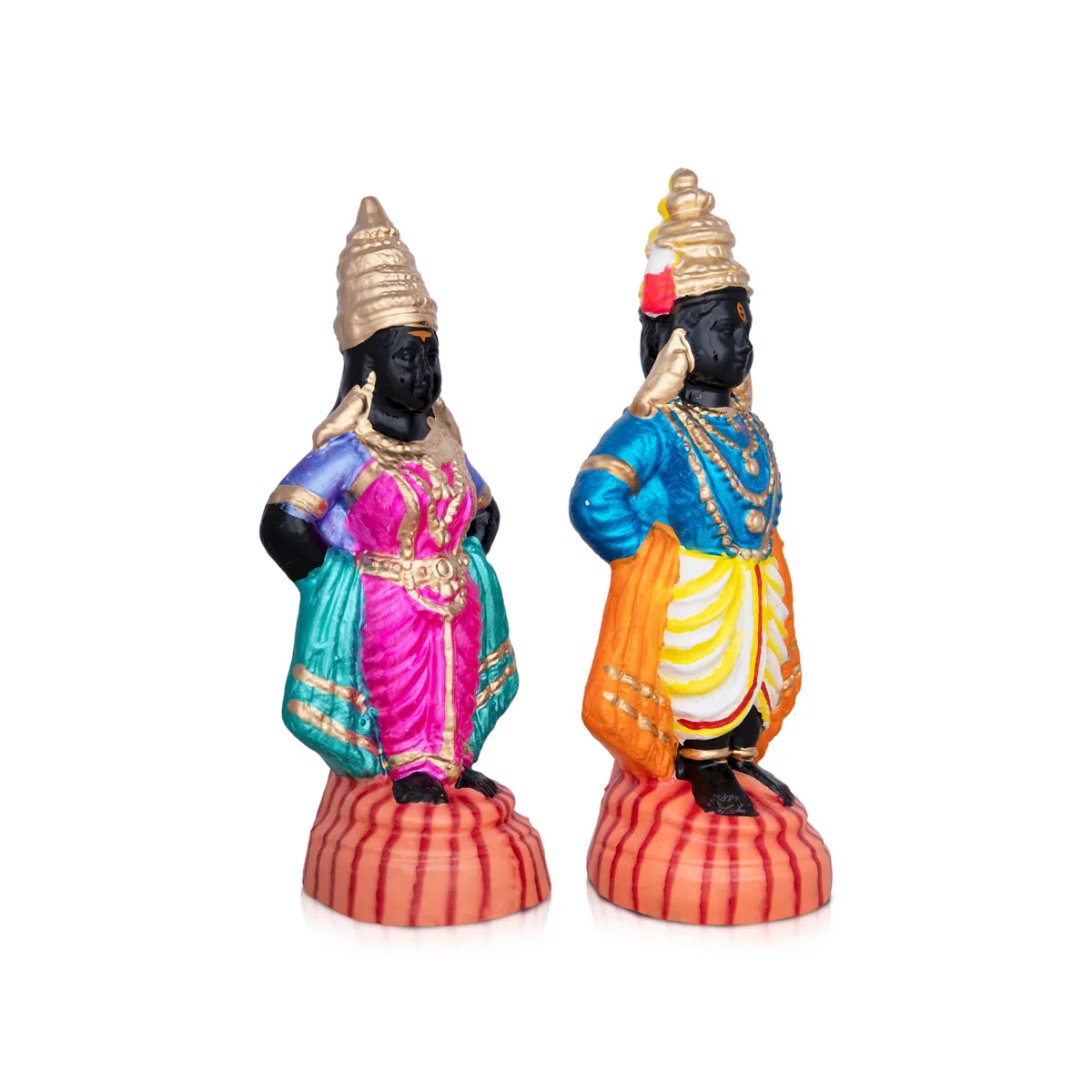 Panduranga Rukmini Clay Golu Bommai Pair - 11 x 4 Inches | Giri Golu Doll/ Navaratri Golu Bomma/Gombe/Bommai - Image 2