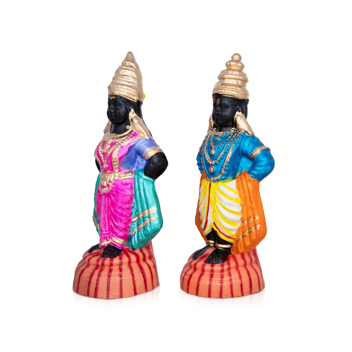 Panduranga Rukmini Clay Golu Bommai Pair - 11 x 4 Inches | Giri Golu Doll/ Navaratri Golu Bomma/Gombe/Bommai - Image 3