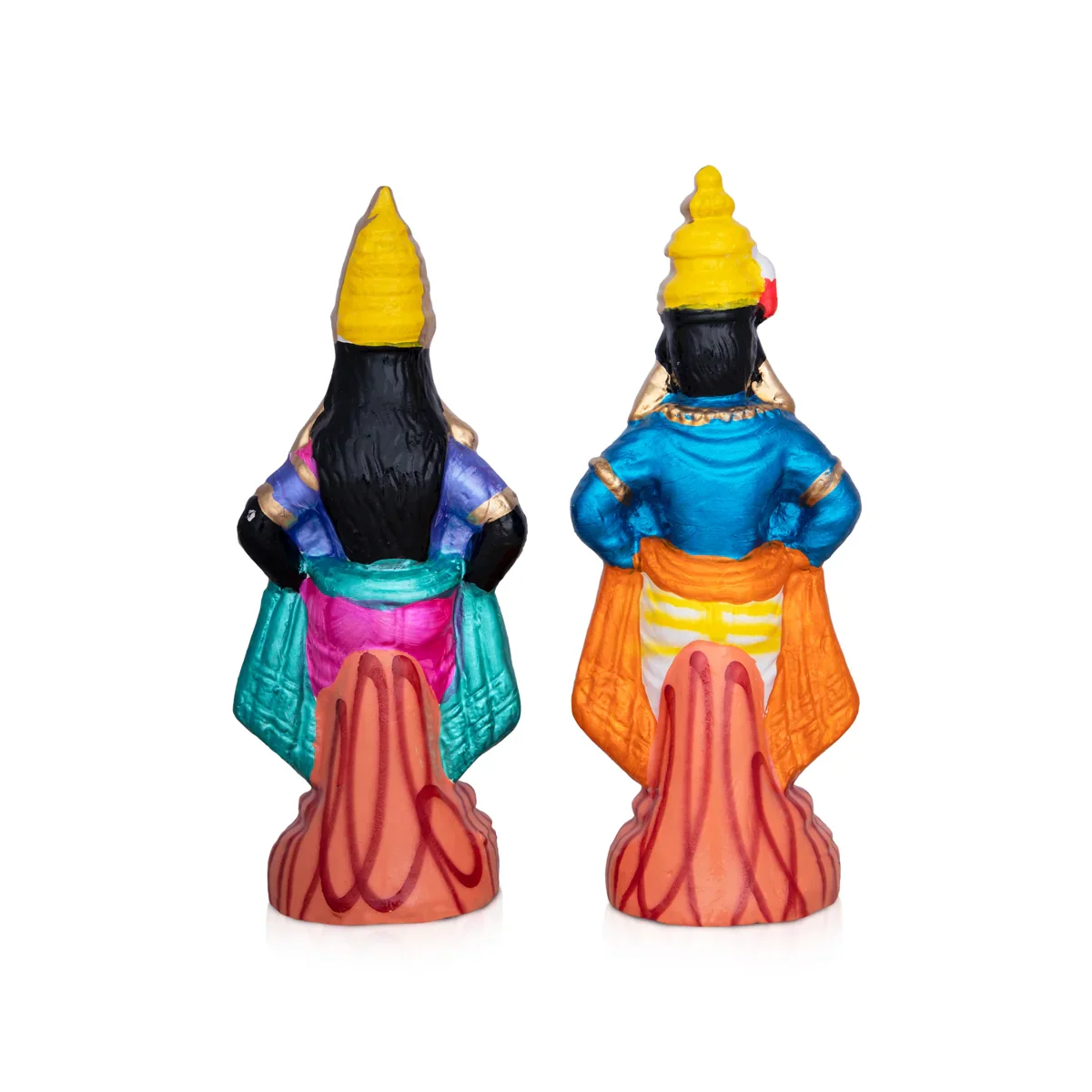 Panduranga Rukmini Clay Golu Bommai Pair - 11 x 4 Inches | Giri Golu Doll/ Navaratri Golu Bomma/Gombe/Bommai - Image 4