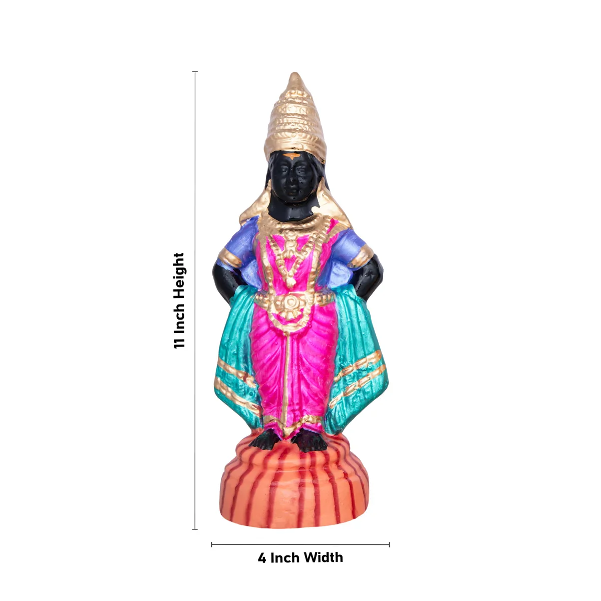 Panduranga Rukmini Clay Golu Bommai Pair - 11 x 4 Inches | Giri Golu Doll/ Navaratri Golu Bomma/Gombe/Bommai - Image 5