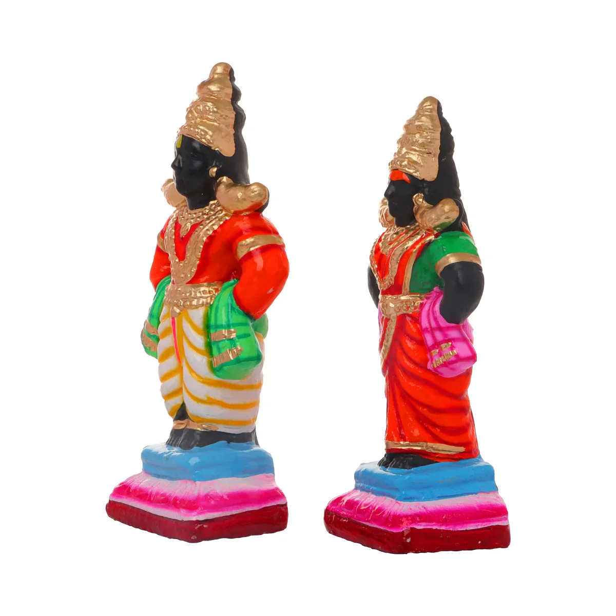 Pandurangan Ragumayi Pair - 10 x 4 Inches | Giri Golu Statue/ Clay Statue/ Navarathri Doll - Image 3