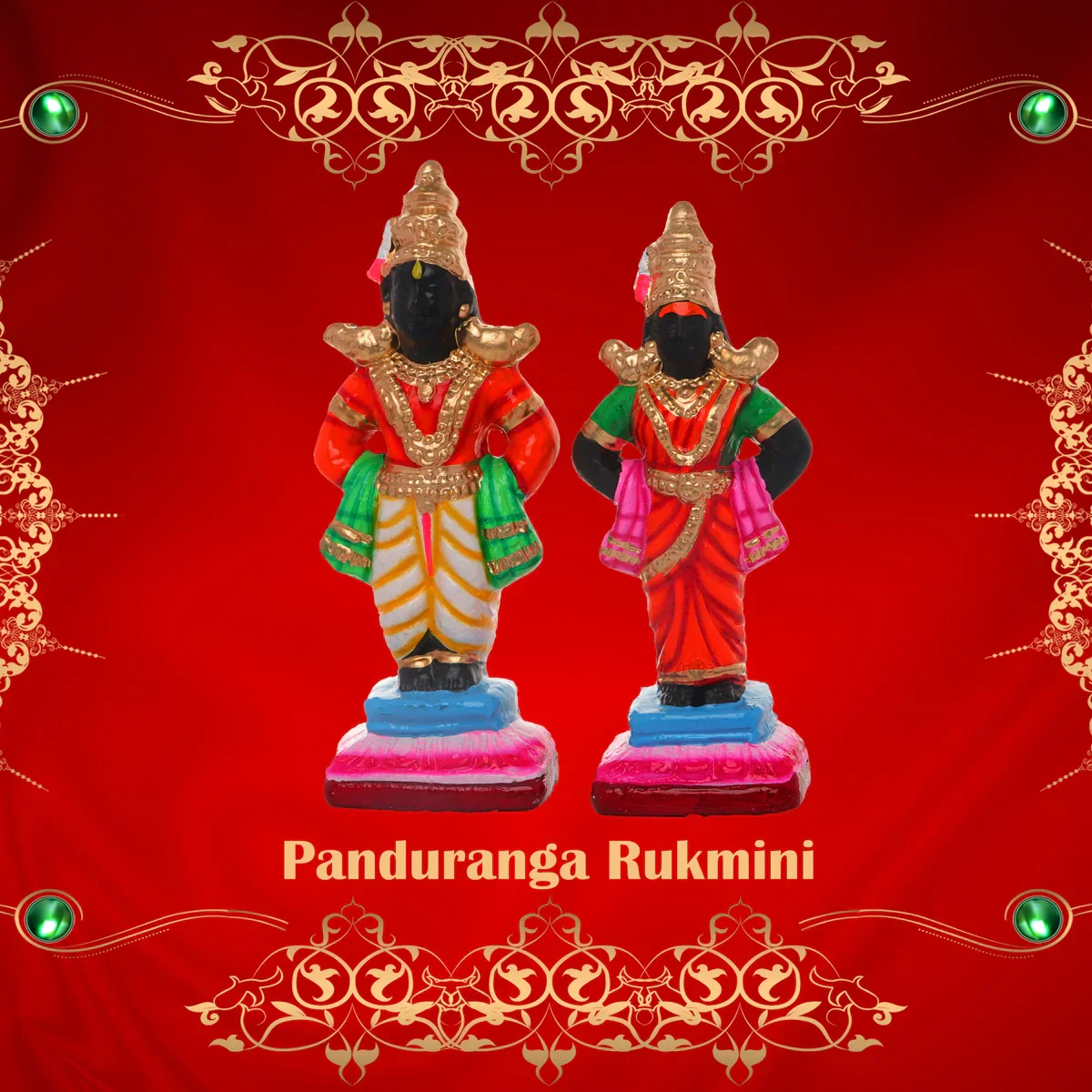 Pandurangan Ragumayi Pair - 10 x 4 Inches | Giri Golu Statue/ Clay Statue/ Navarathri Doll - Image 5