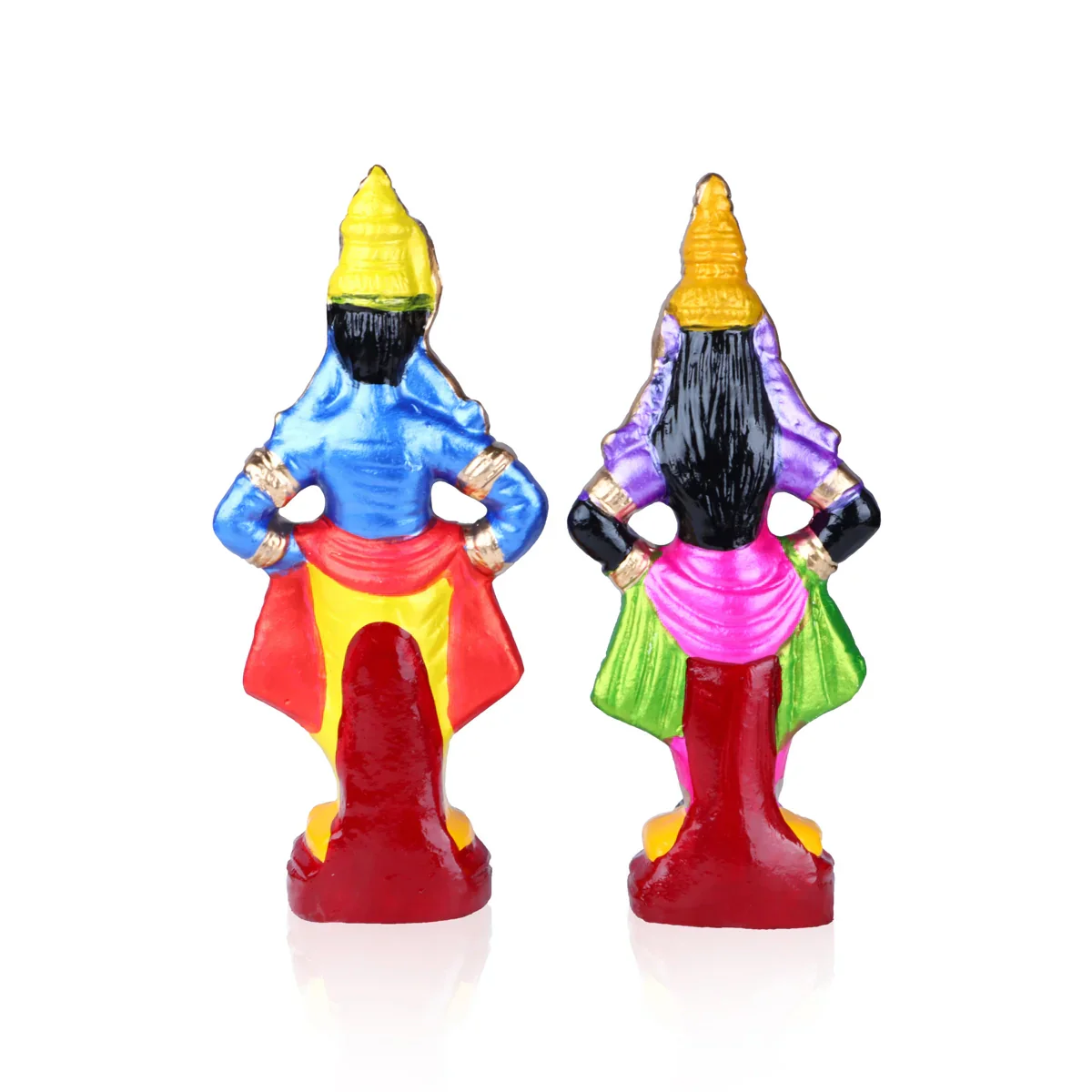 Pandurangan Rukmini Clay Golu Bommai Pair - 12 x 5 Inches | Giri Golu Doll/ Navaratri Golu Bomma/Gombe/Bommai - Image 5