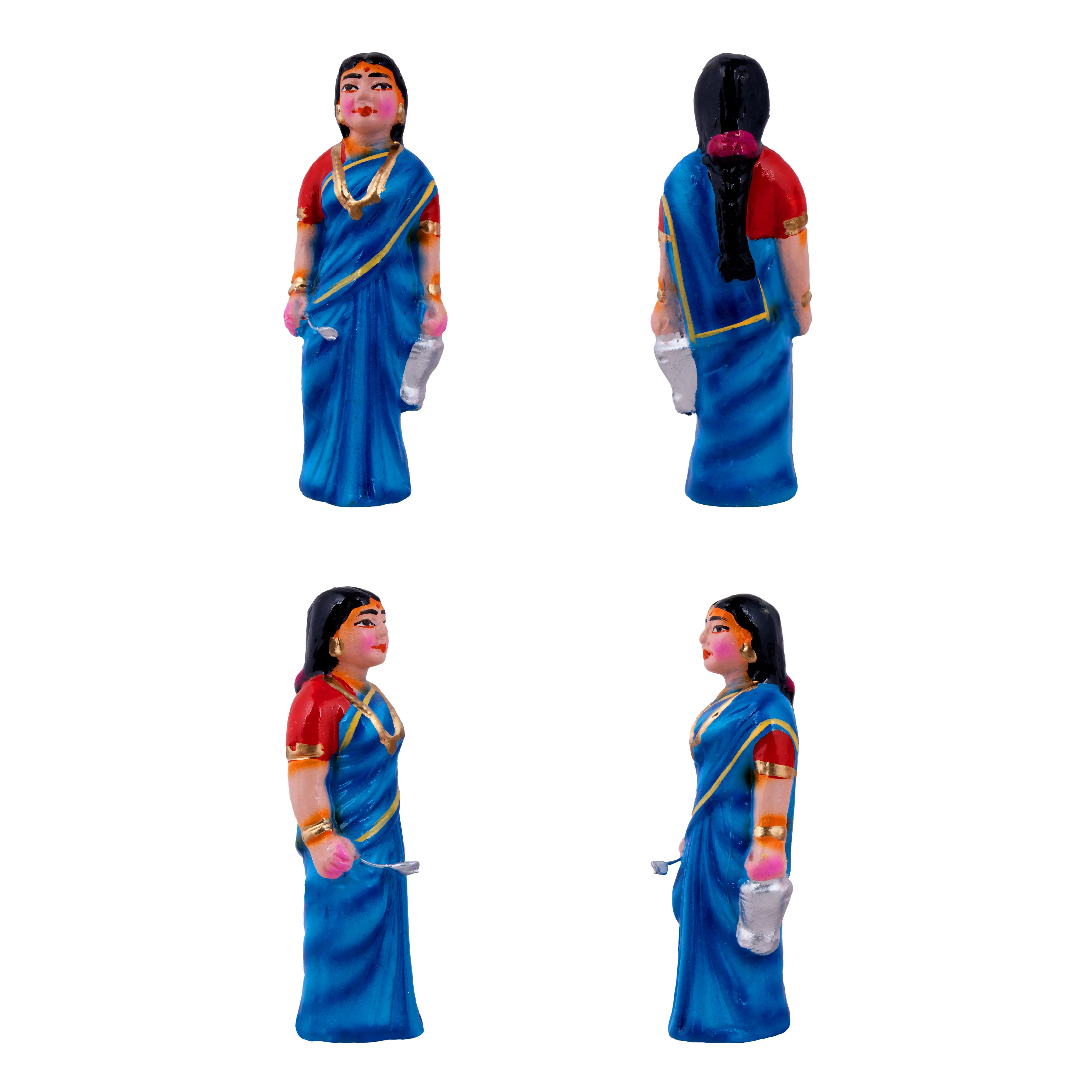 Panthi Clay Golu Bommai Set - 6 x 2 Inches | Giri Golu Doll/ Navaratri Golu Bomma/Gombe/Bommai - Image 10