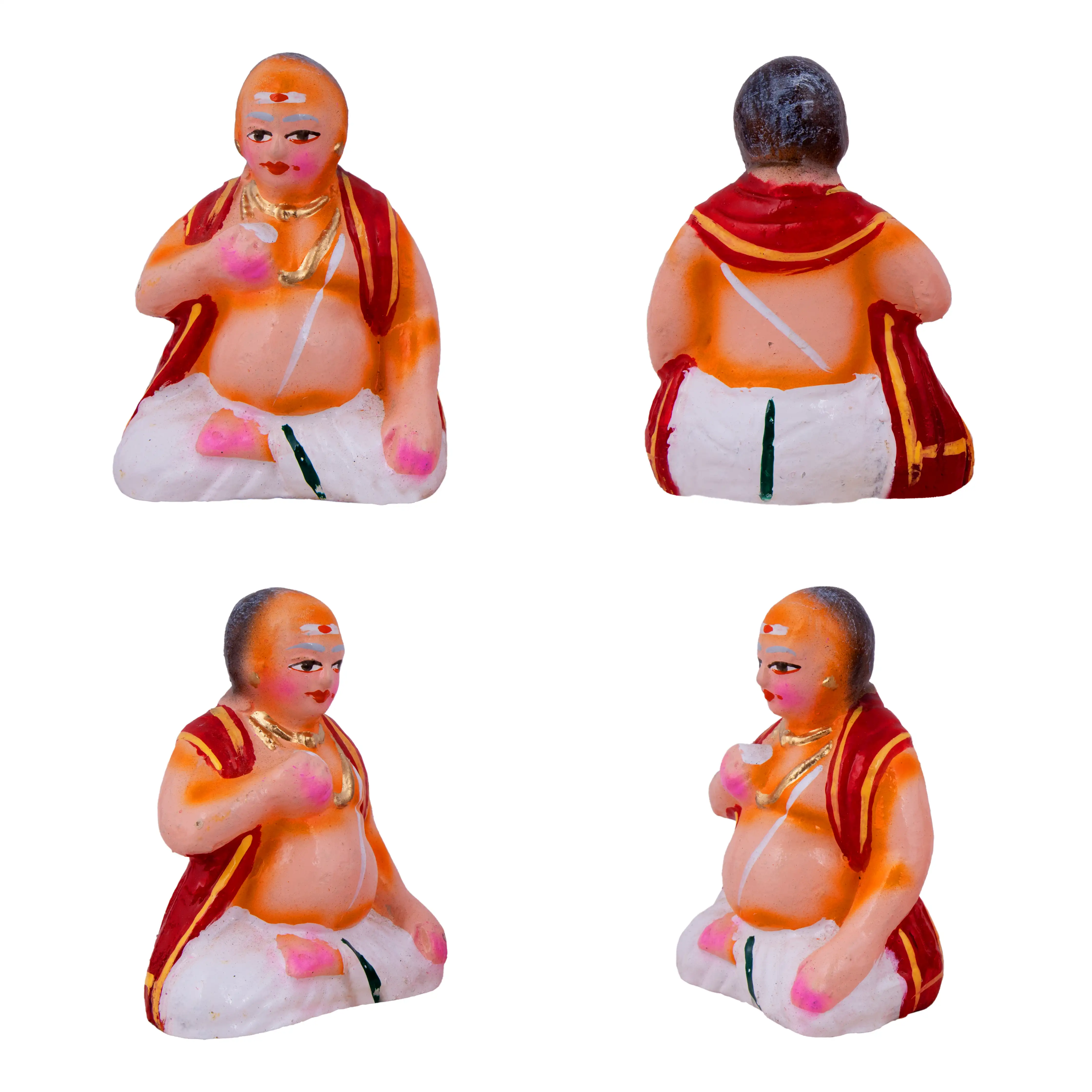 Panthi Clay Golu Bommai Set - 6 x 2 Inches | Giri Golu Doll/ Navaratri Golu Bomma/Gombe/Bommai - Image 2
