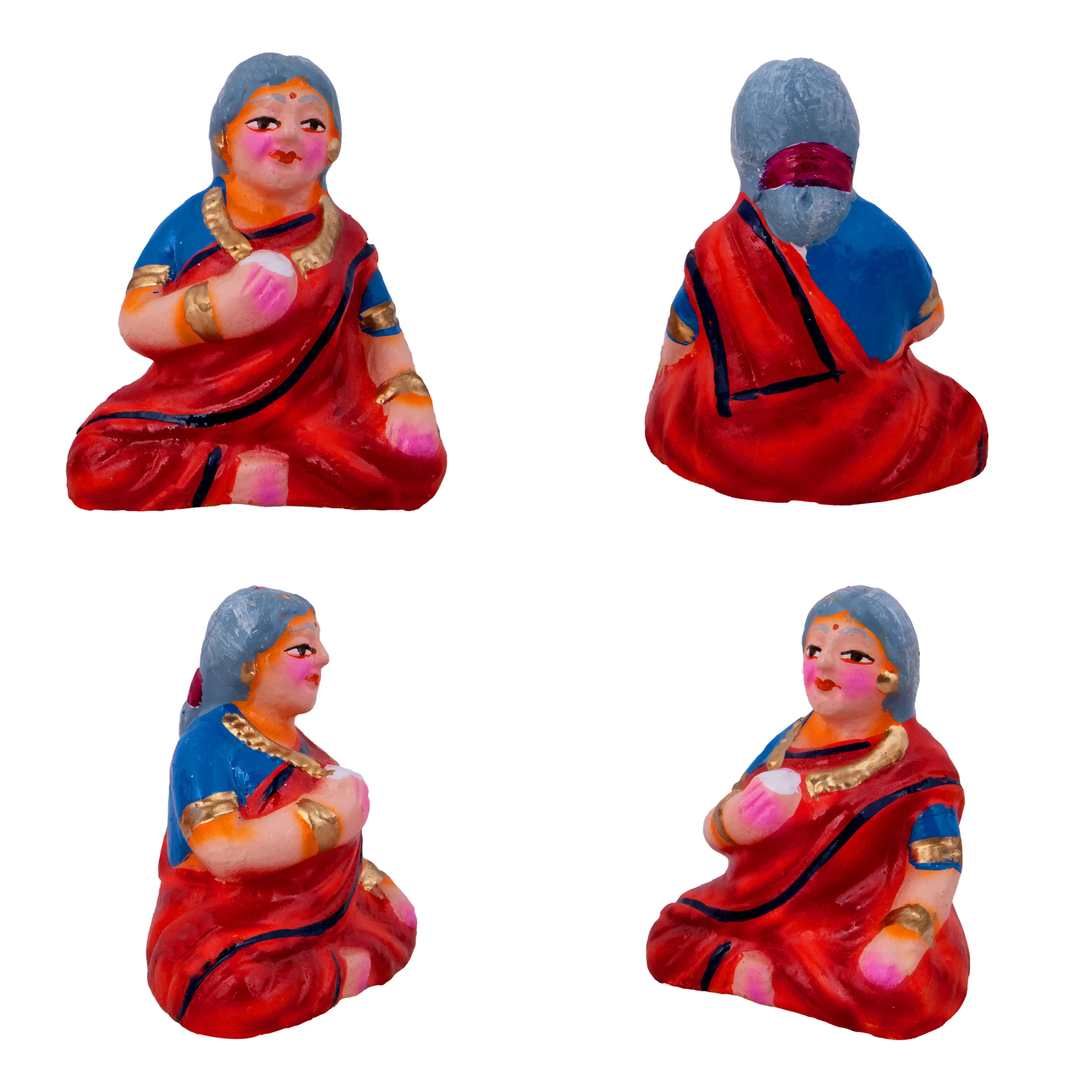 Panthi Clay Golu Bommai Set - 6 x 2 Inches | Giri Golu Doll/ Navaratri Golu Bomma/Gombe/Bommai - Image 3