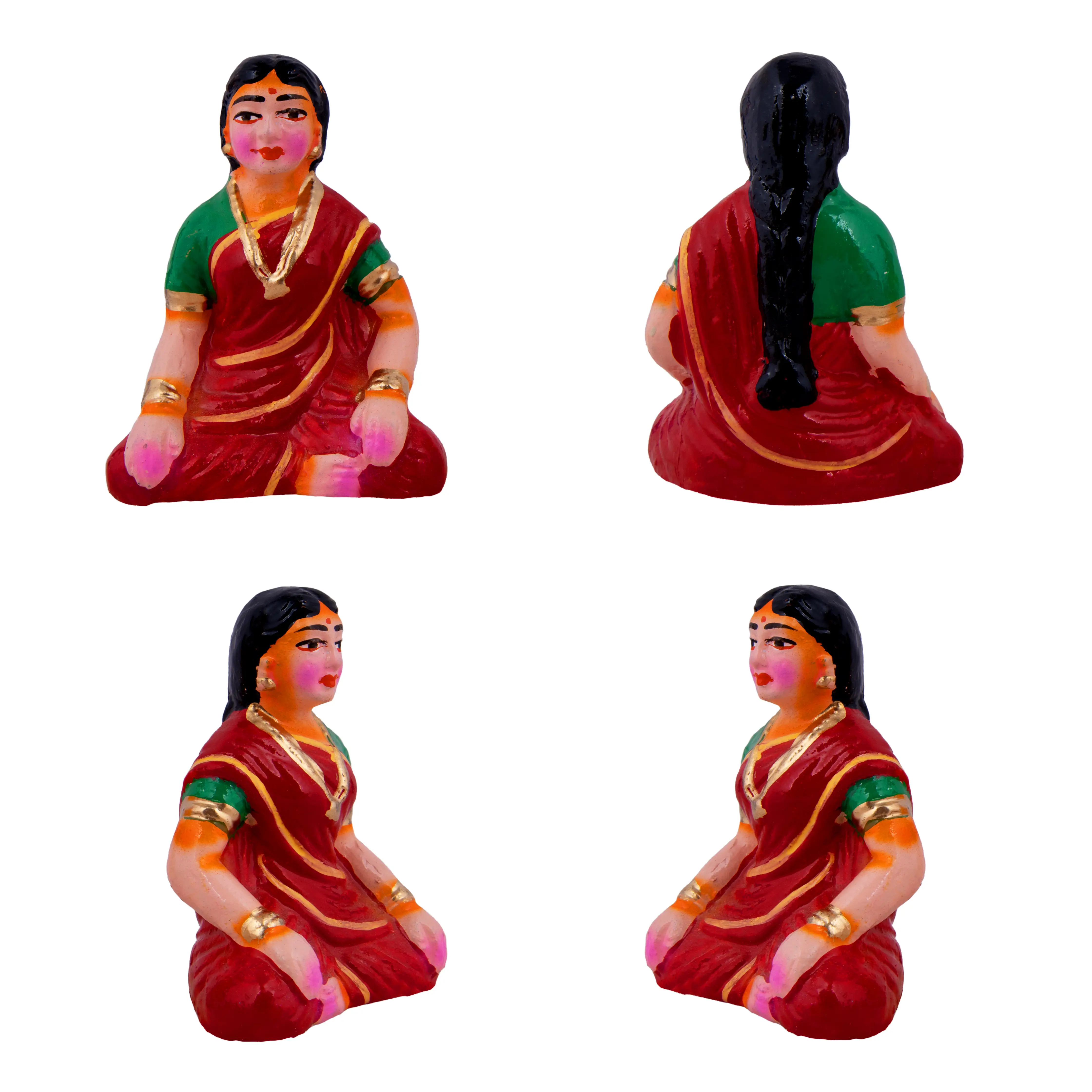 Panthi Clay Golu Bommai Set - 6 x 2 Inches | Giri Golu Doll/ Navaratri Golu Bomma/Gombe/Bommai - Image 4