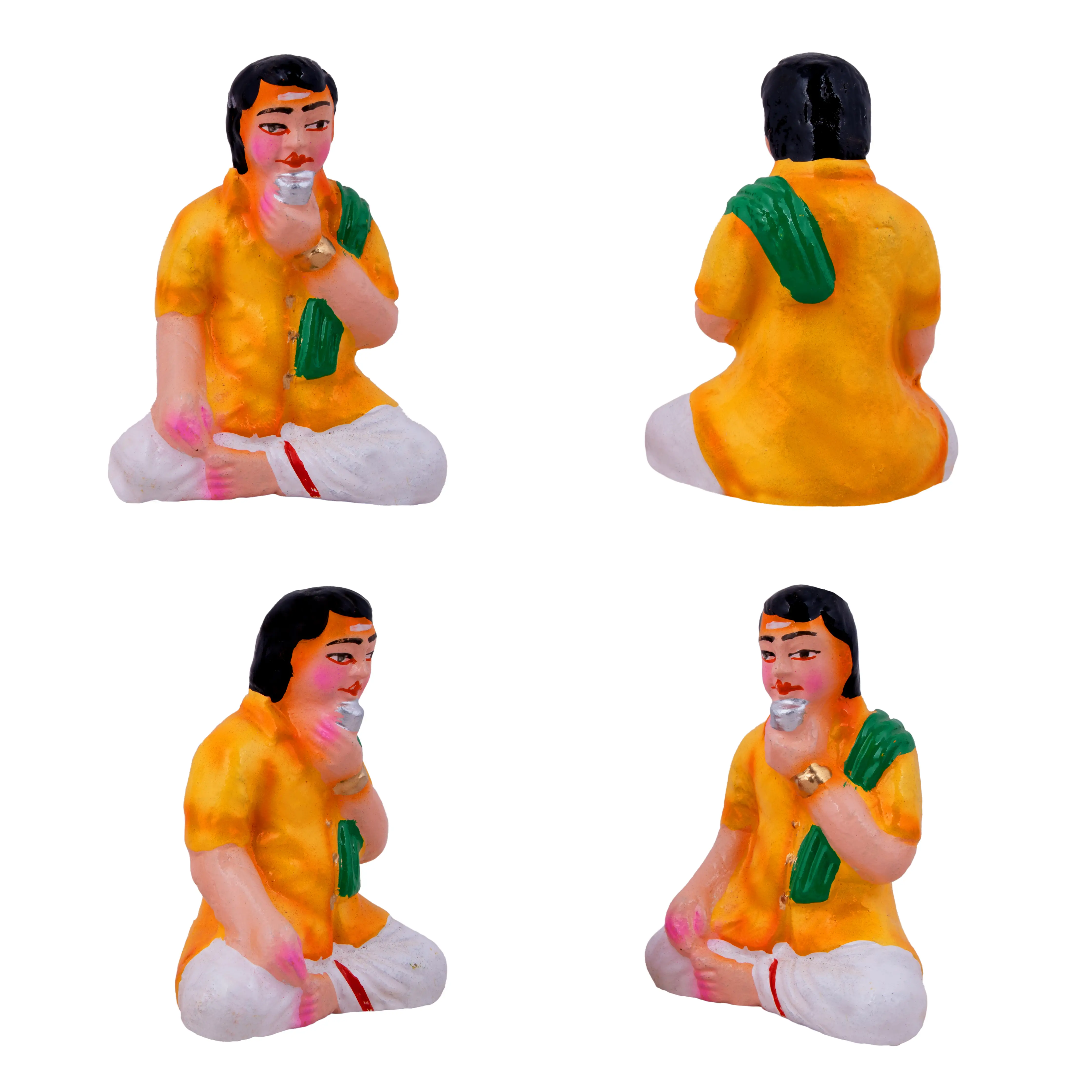 Panthi Clay Golu Bommai Set - 6 x 2 Inches | Giri Golu Doll/ Navaratri Golu Bomma/Gombe/Bommai - Image 5