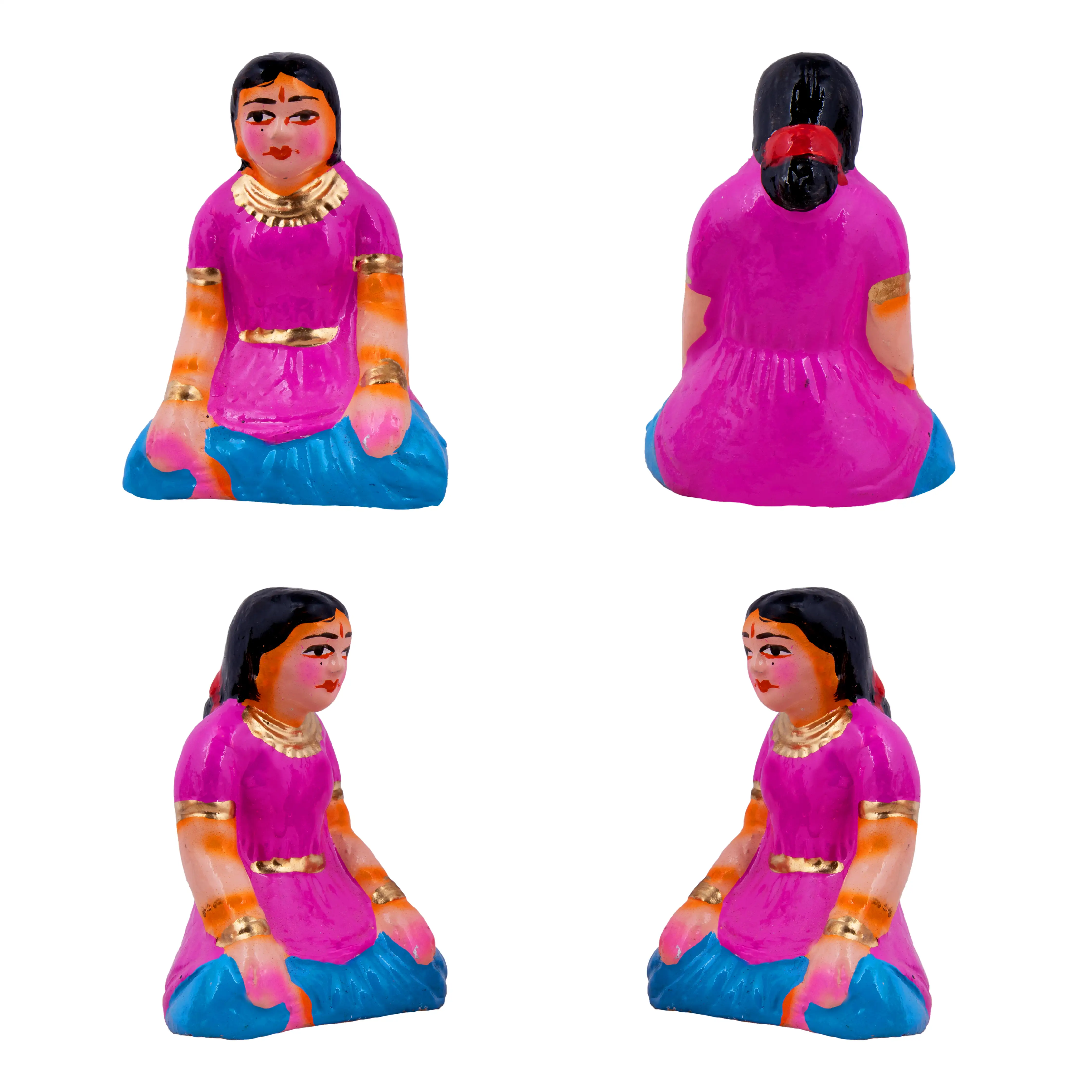 Panthi Clay Golu Bommai Set - 6 x 2 Inches | Giri Golu Doll/ Navaratri Golu Bomma/Gombe/Bommai - Image 6