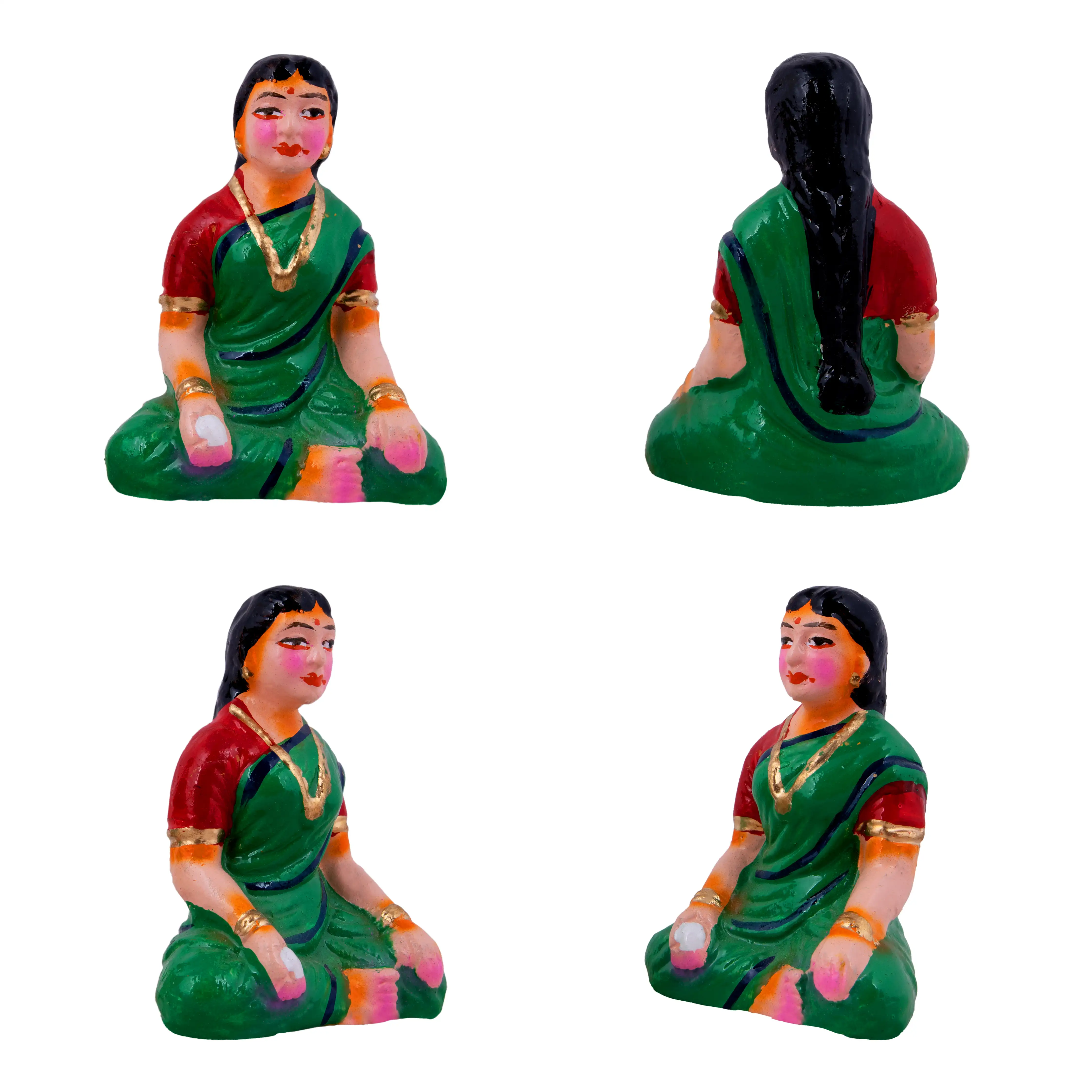 Panthi Clay Golu Bommai Set - 6 x 2 Inches | Giri Golu Doll/ Navaratri Golu Bomma/Gombe/Bommai - Image 8