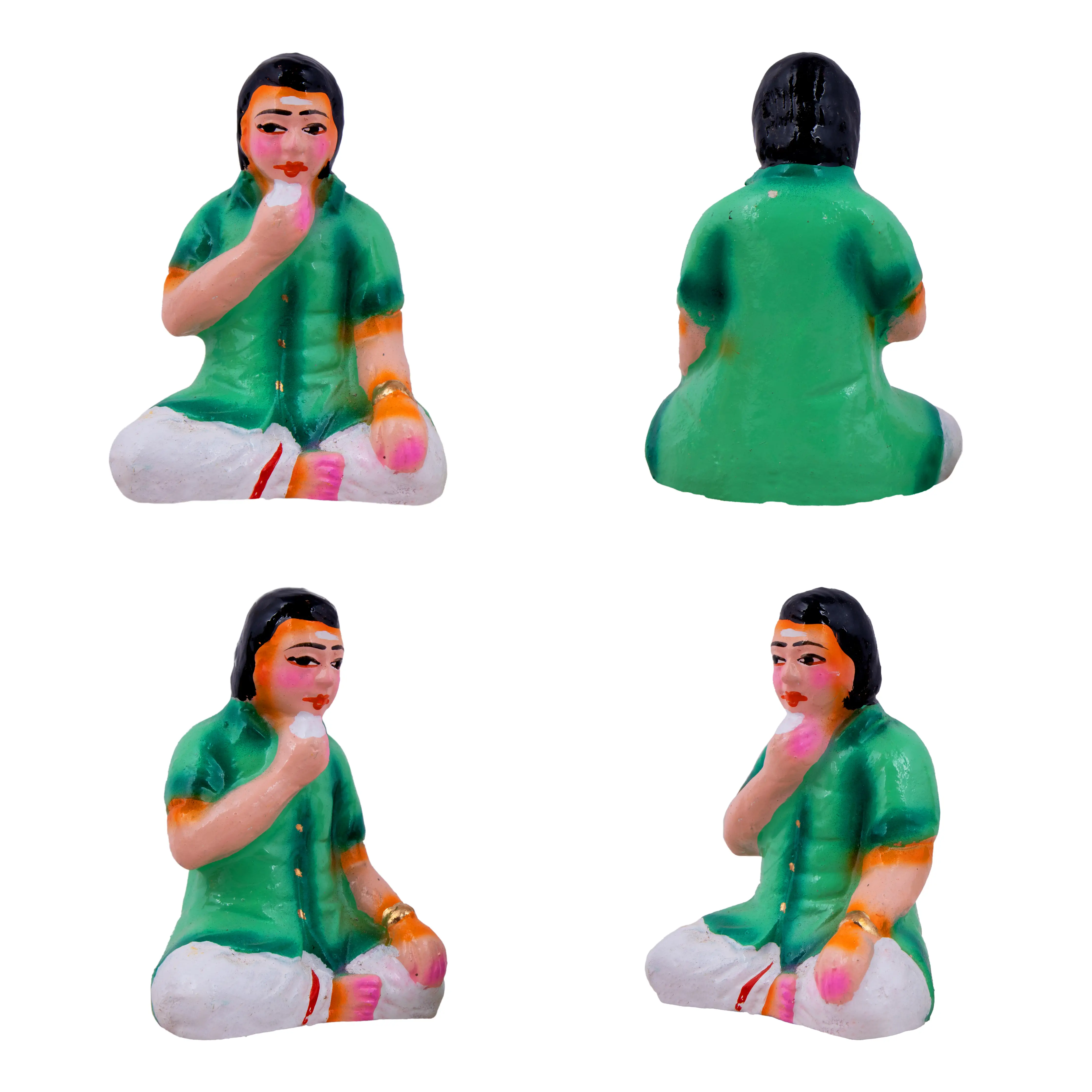 Panthi Clay Golu Bommai Set - 6 x 2 Inches | Giri Golu Doll/ Navaratri Golu Bomma/Gombe/Bommai - Image 9