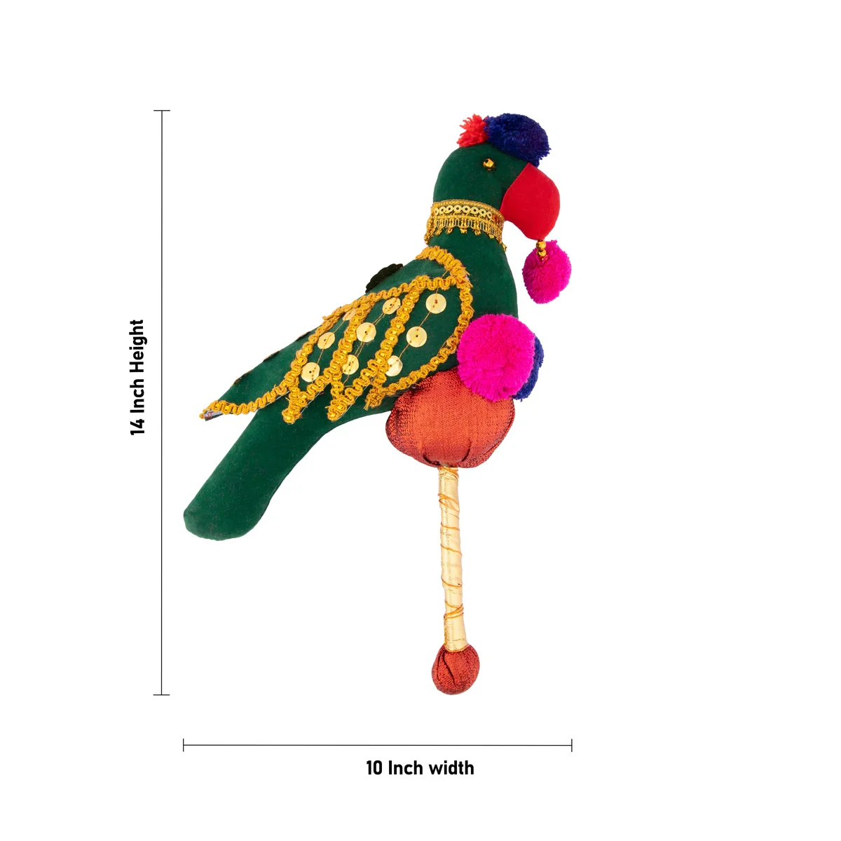 Parrot - 14 x 10 Inches | Velvet Parrot/ Artificial Parrot for Decoration - Image 4