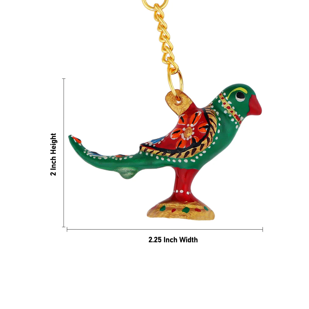 Parrot Design Key Chain - 2 x 2.25 Inches | Painted Key Holder/ Metal Key Ring for Car And Bike - Image 2