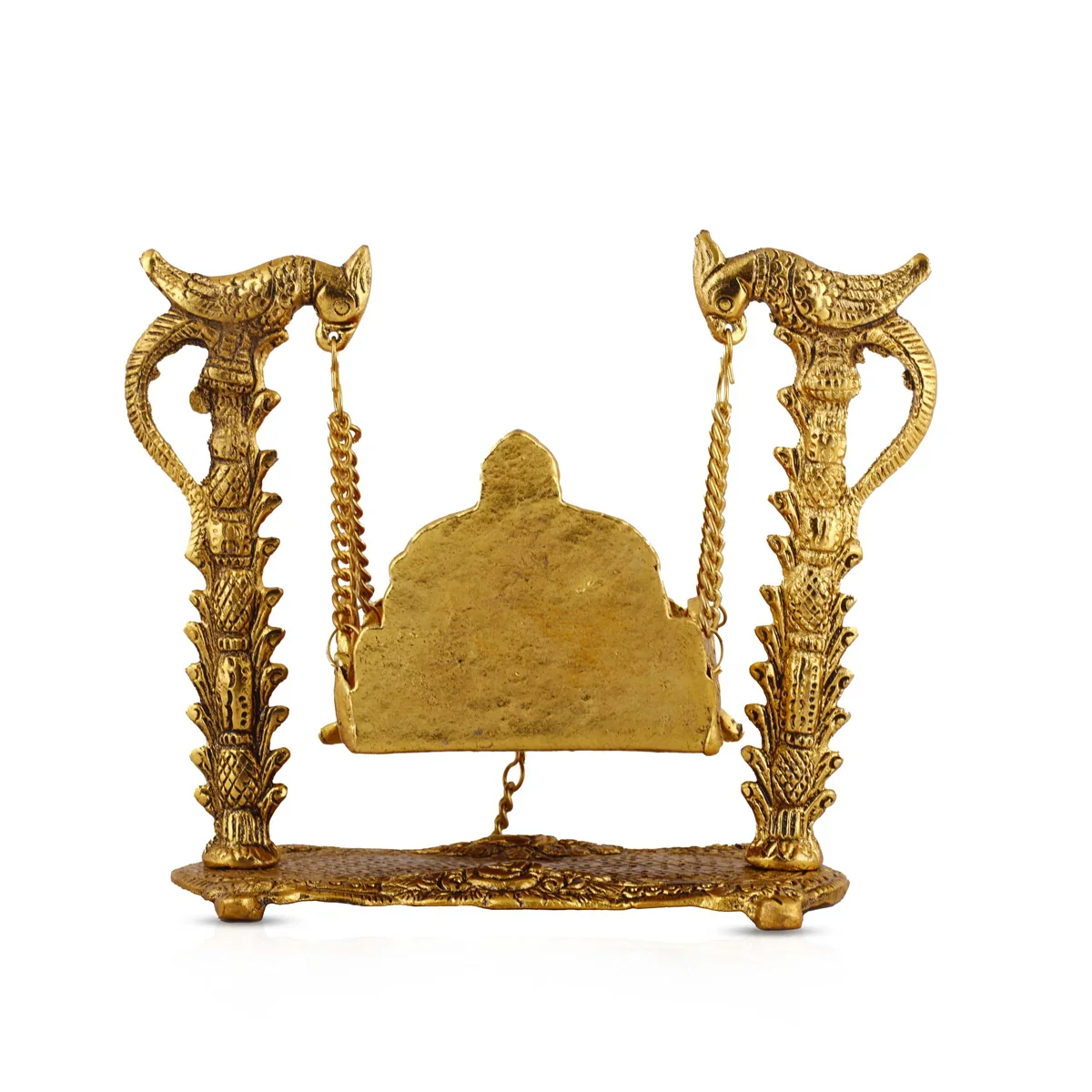 Parrot Jhula - 7 x 8 Inches | Gold Polish Jhula/ Aluminium Jhoola for Idol Decor/ 380 Gms Approx - Image 4