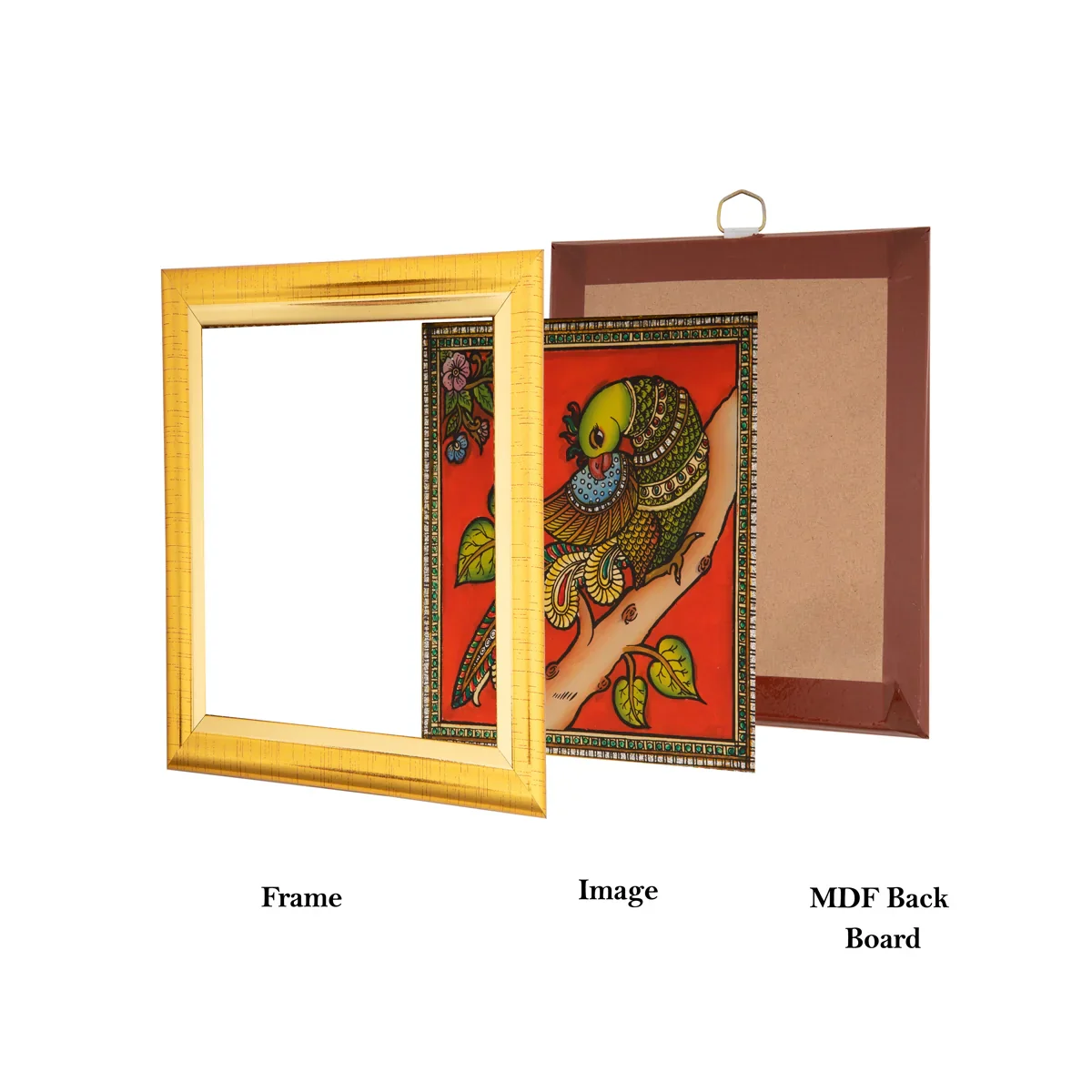 Parrot Photo Frame - 5 x 5 Inches | Tanjore Glass Painting Picture Frame for Home Décor - Image 4