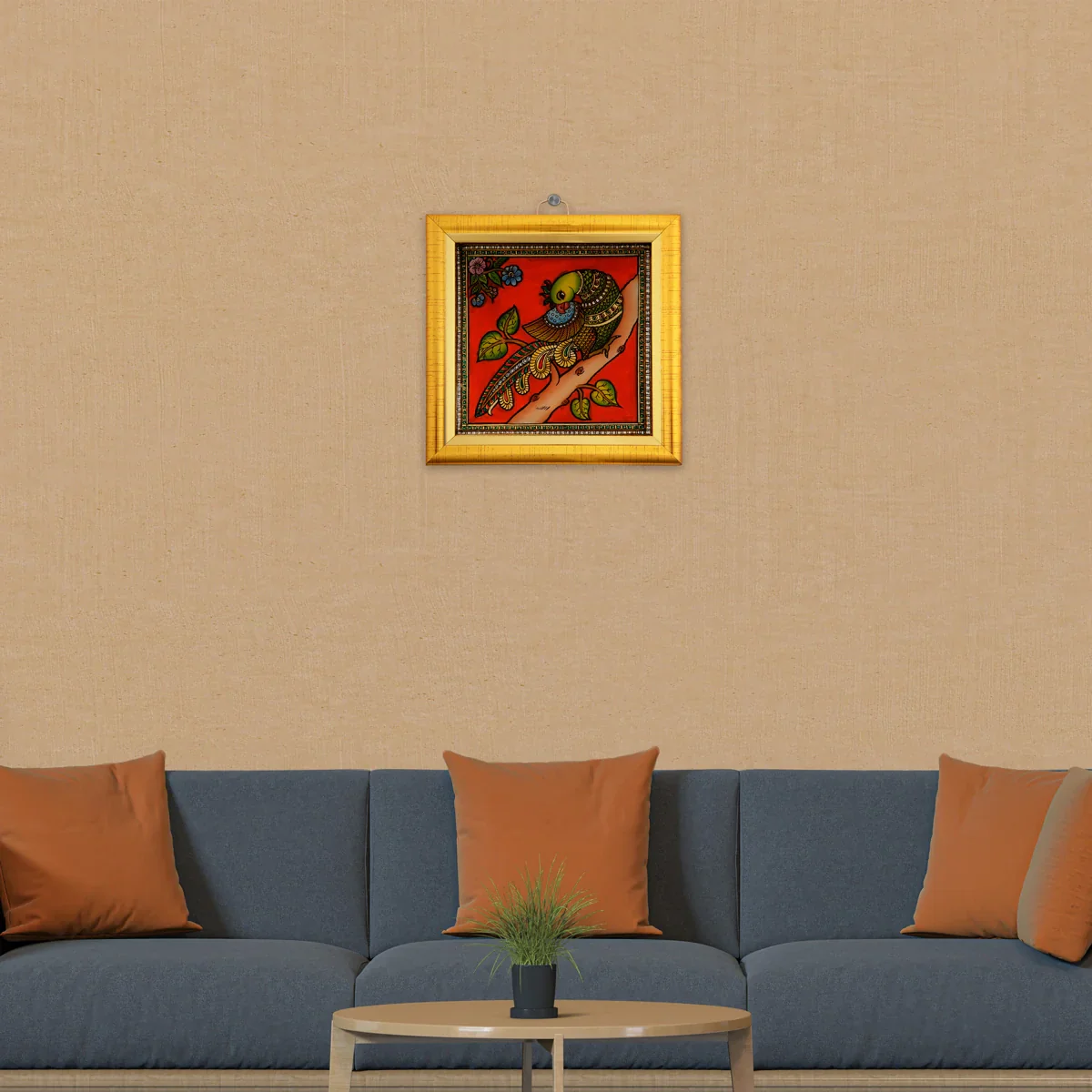 Parrot Photo Frame - 5 x 5 Inches | Tanjore Glass Painting Picture Frame for Home Décor - Image 5