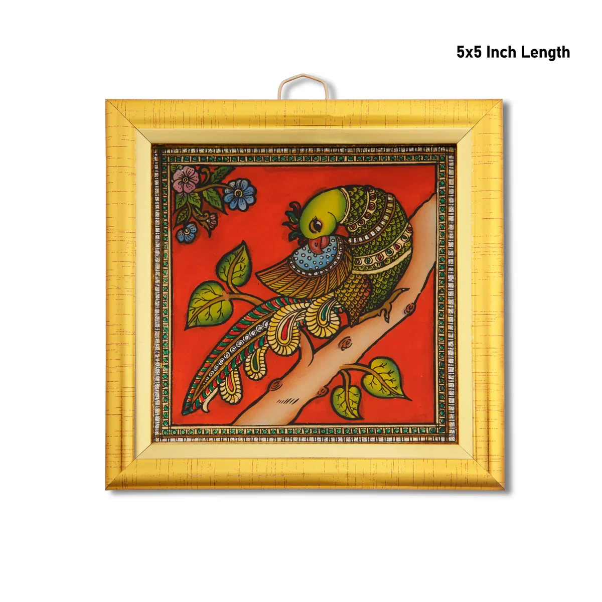 Parrot Photo Frame - 5 x 5 Inches | Tanjore Glass Painting Picture Frame for Home Décor - Image 6
