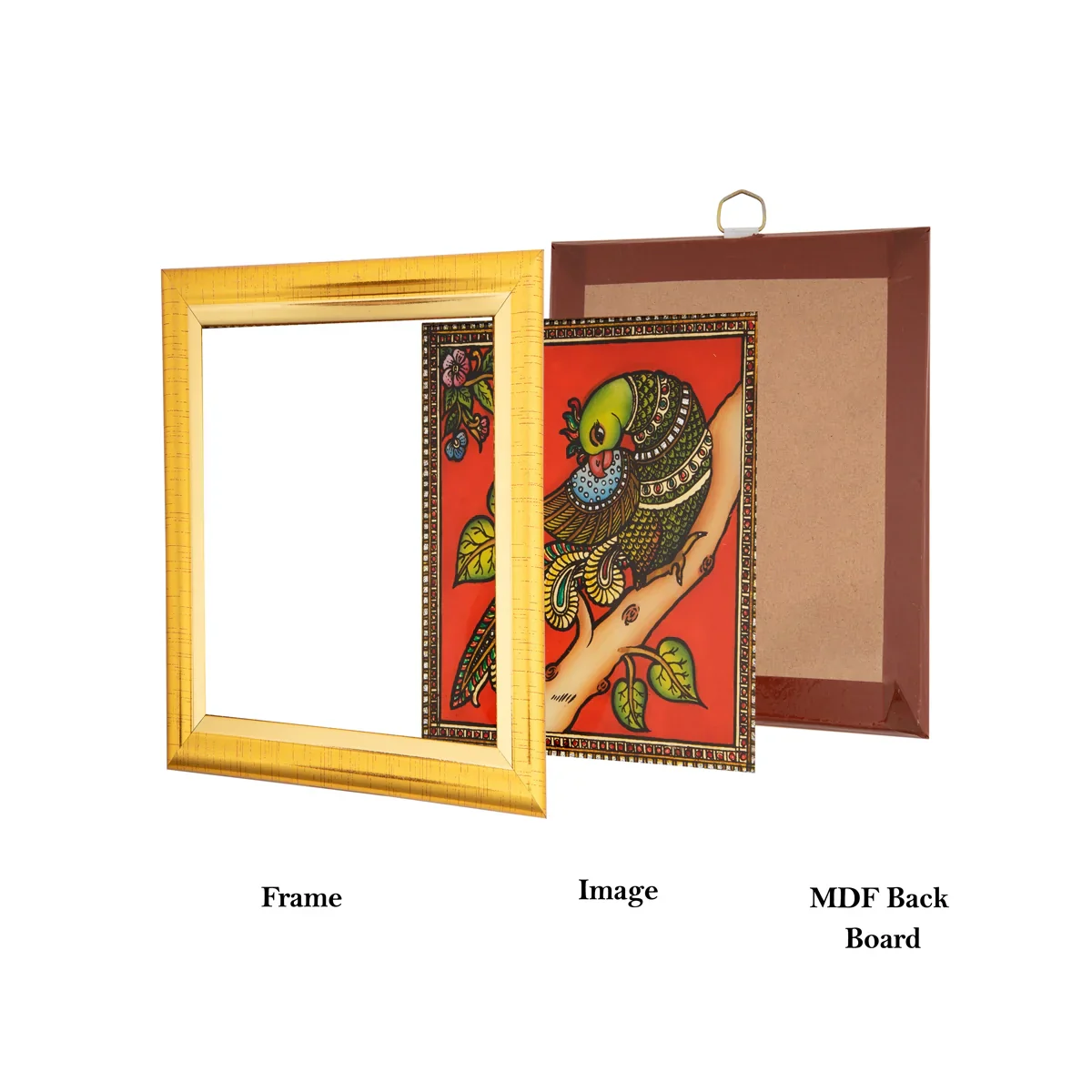 Parrot Photo Frame - 8 x 8 Inches | Tanjore Glass Painting Picture Frame for Home Décor - Image 4