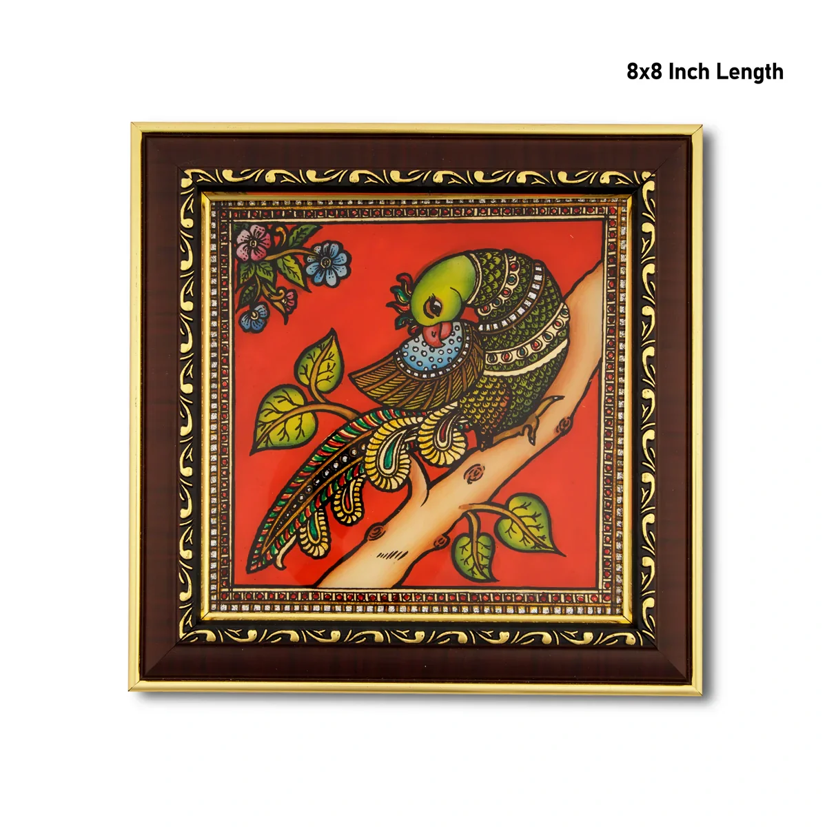 Parrot Photo Frame - 8 x 8 Inches | Tanjore Glass Painting Picture Frame for Home Décor - Image 6