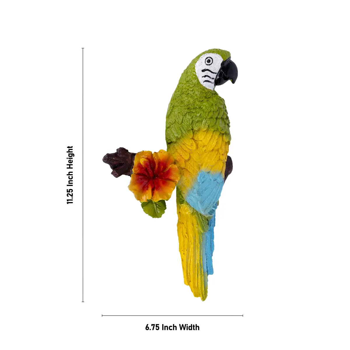 Parrot Statue Sitting On Tree Wall Hanging-11.25 X 6.75 Inch | Resin Parrot Figurine/Parrot Sculpture For Home - Image 3