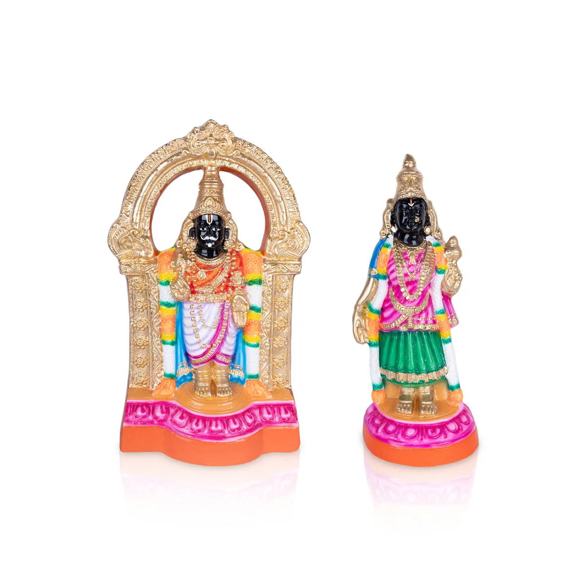 Parthasarathy Perumal Thayar Paper Mache Golu Bommai Pair - 19 x 21 Inches | Giri Golu Doll/Navaratri Golu Bomma/Bommai - Image 2