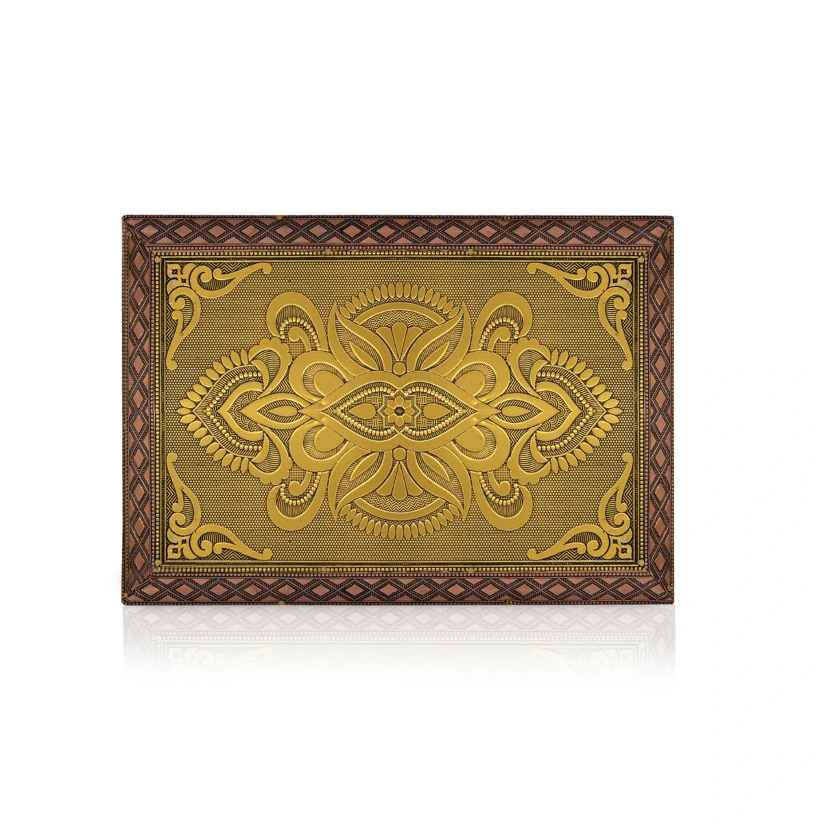 Patla - 7 X 10 Inches | Gold Polish Bajot/ Wooden Manai Palagai/ Chowki For Pooja And Deity Placement - Image 3