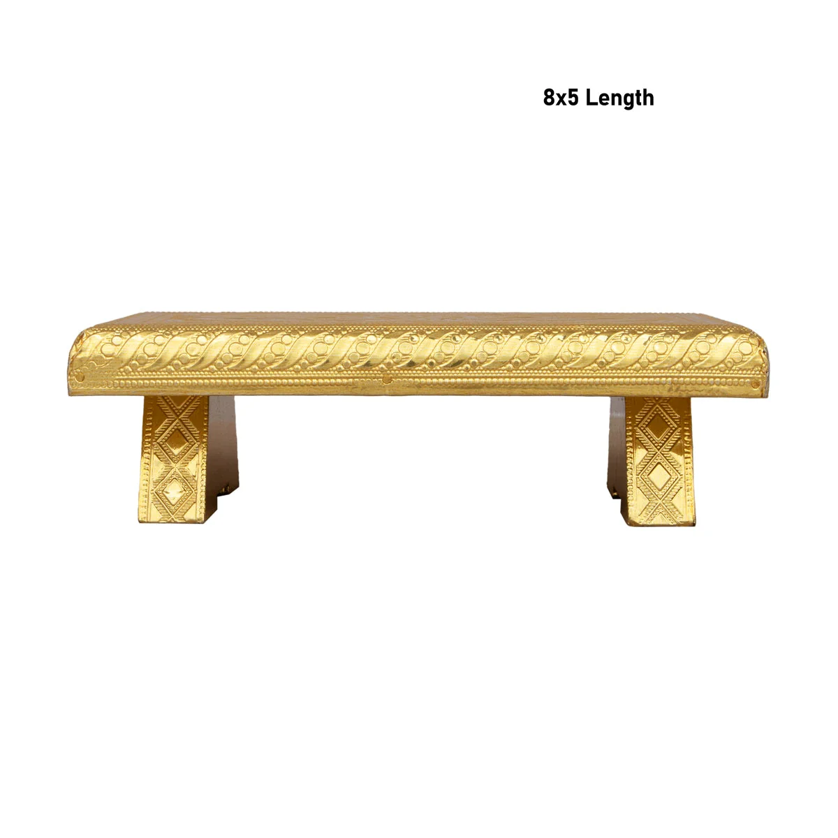 Patla - 8 X 5 Inches | Gold Polish Bajot/ Wooden Manai Palagai/ Chowki For Pooja And Deity Placement - Image 4