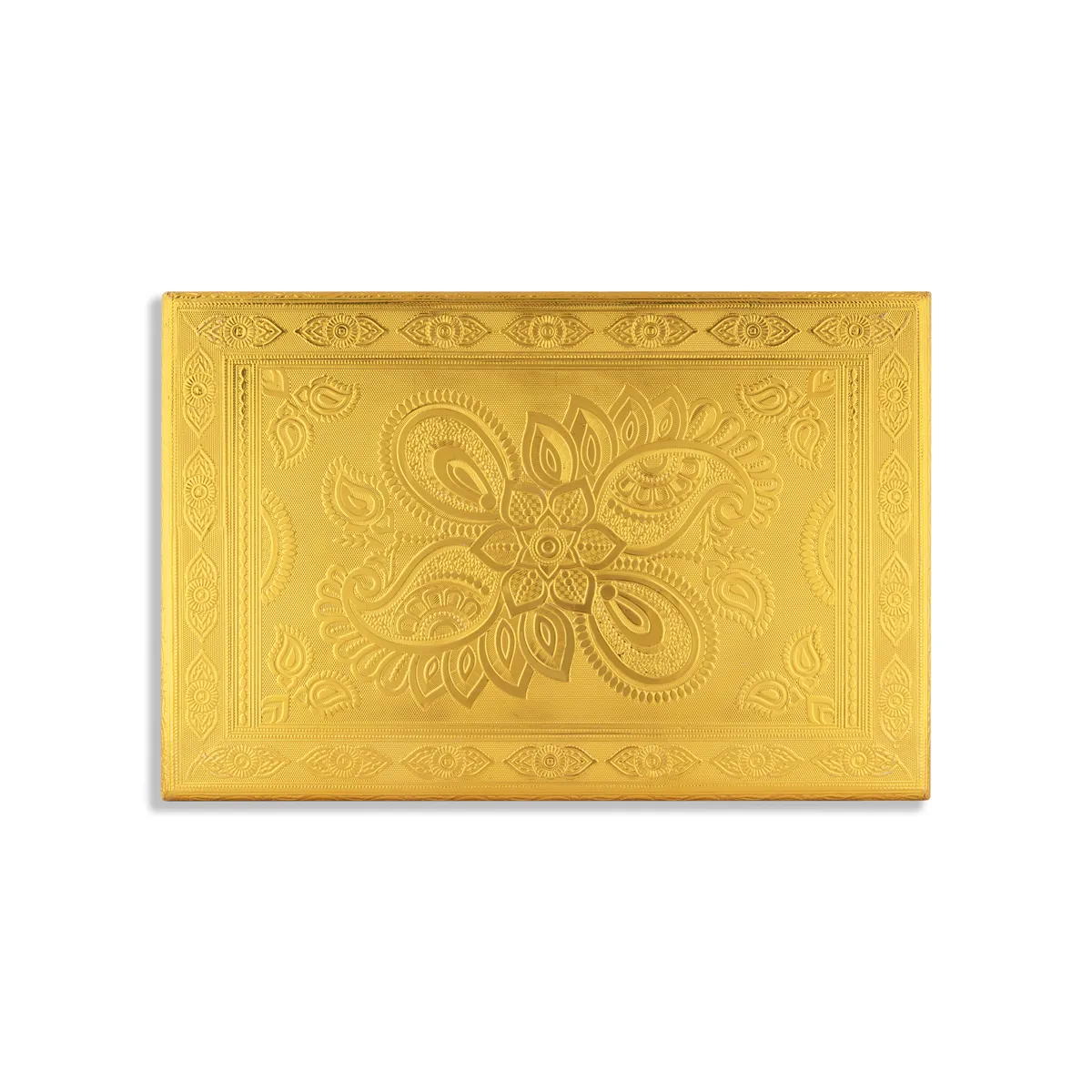 Pooja Chowki With Base - 2.5 x 12 x 18 Inches | Wood Manai Palagai/ Gold Polish Bajot/ Patla for Pooja - Image 3