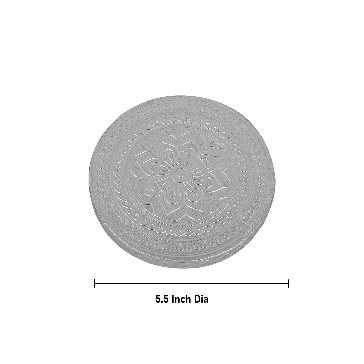 Patla Set - 1.5 x 5 Inches | 2 Pcs/ Round Silver Polish Chowki/ Manai Palagai for Pooja - Image 5
