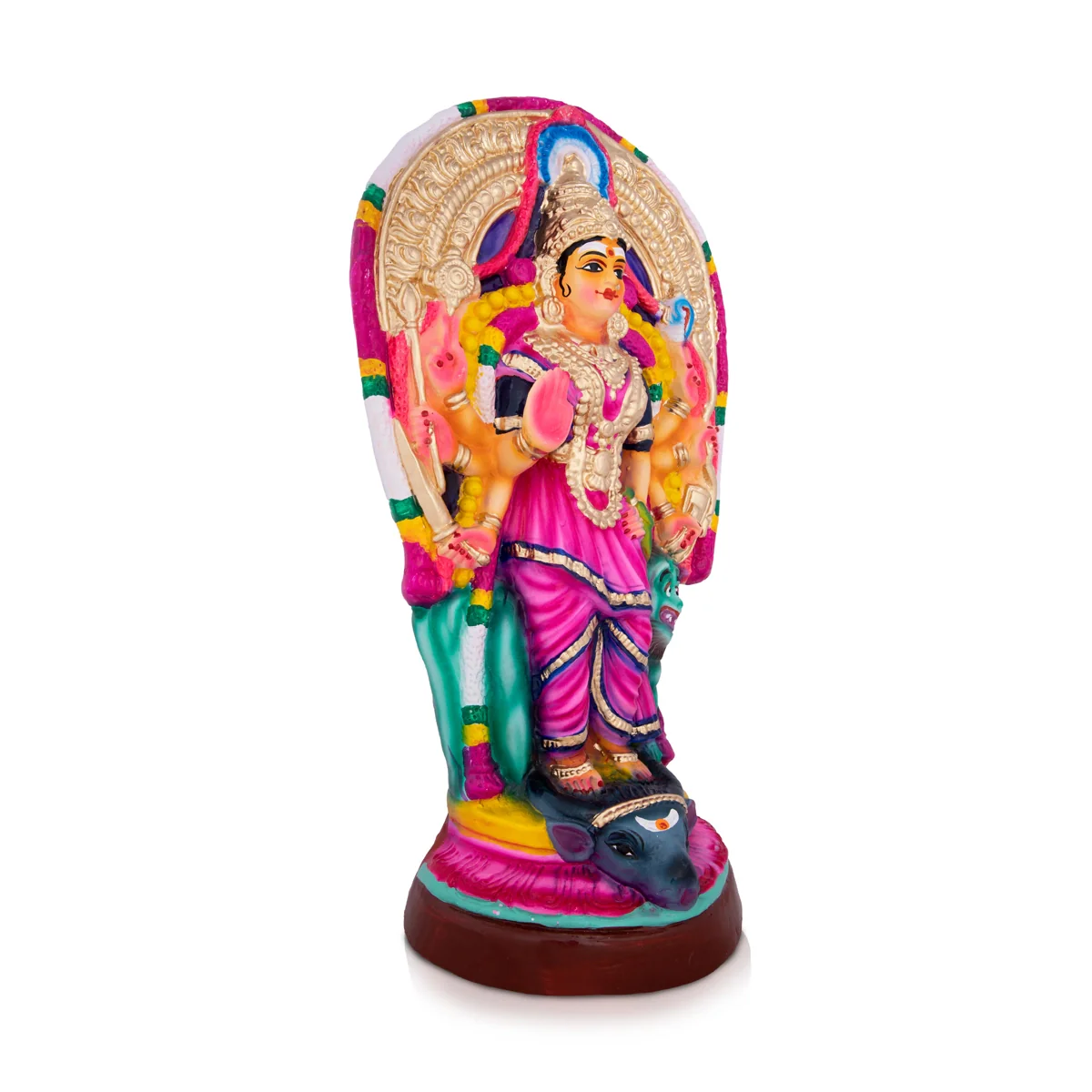 Patteeswaram Durga Paper Mache Golu Bommai - 15 x 9 Inches | Giri Golu Doll/ Navaratri Golu Bomma/Gombe/Bommai - Image 2