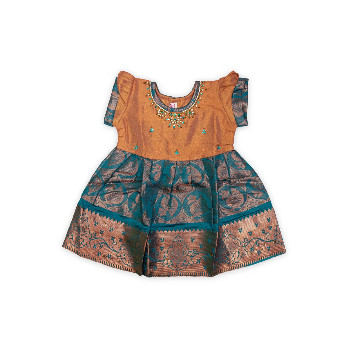 Pattu Frock Dress - Size 6 Month | Readymade Dress/ Jacquard Gown Dress For Baby Girls/ Assorted Colour&Design - Image 2