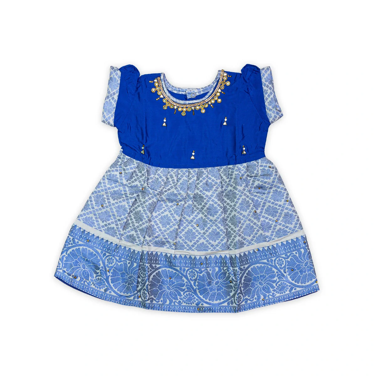 Pattu Frock Dress - Size 6 Month | Readymade Dress/ Jacquard Gown Dress For Baby Girls/ Assorted Colour&Design - Image 3