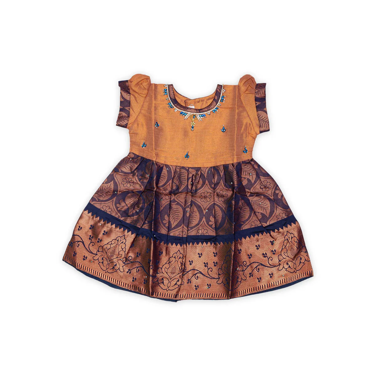 Pattu Frock Dress - Size 6 Month | Readymade Dress/ Jacquard Gown Dress For Baby Girls/ Assorted Colour&Design - Image 4