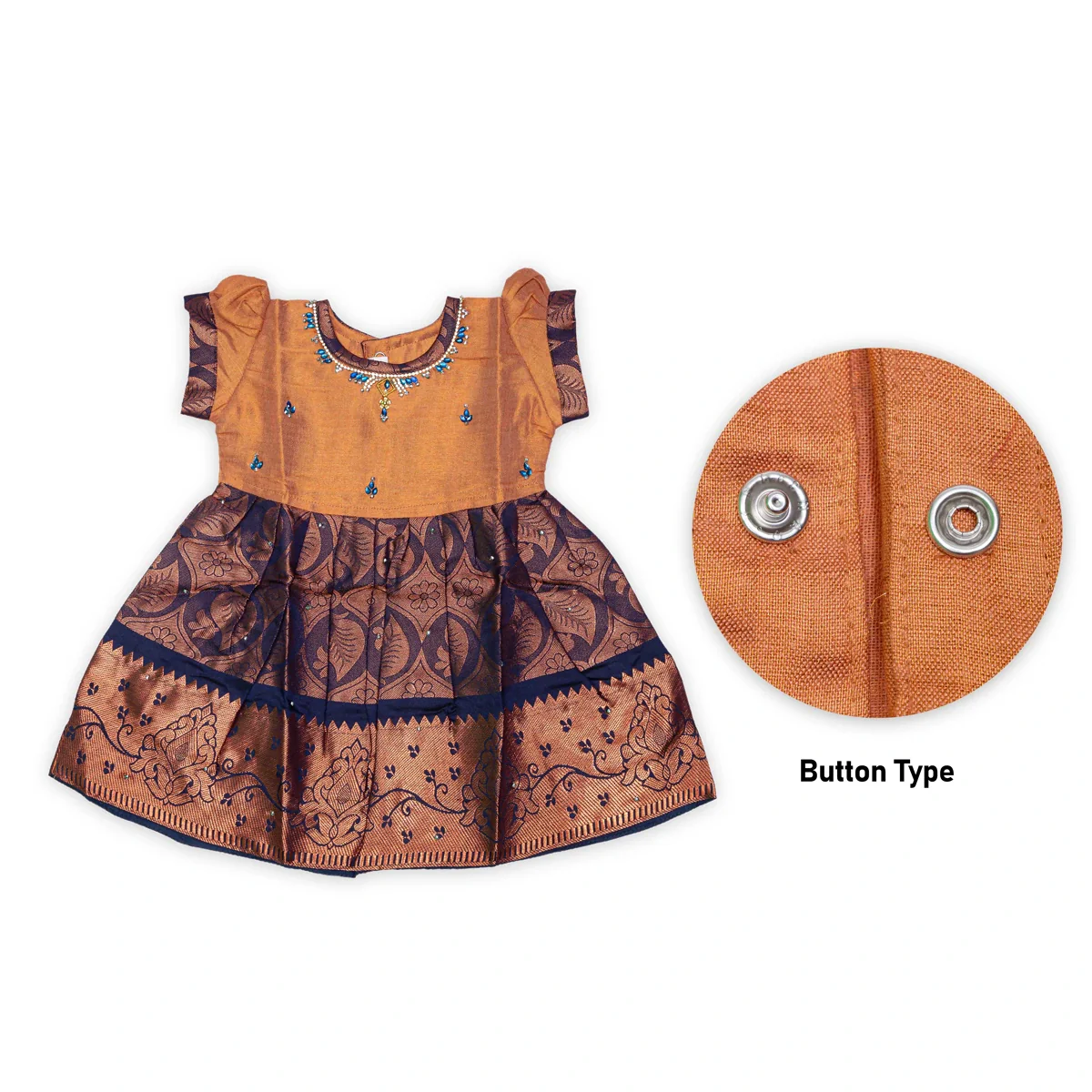 Pattu Frock Dress - Size 6 Month | Readymade Dress/ Jacquard Gown Dress For Baby Girls/ Assorted Colour&Design - Image 5