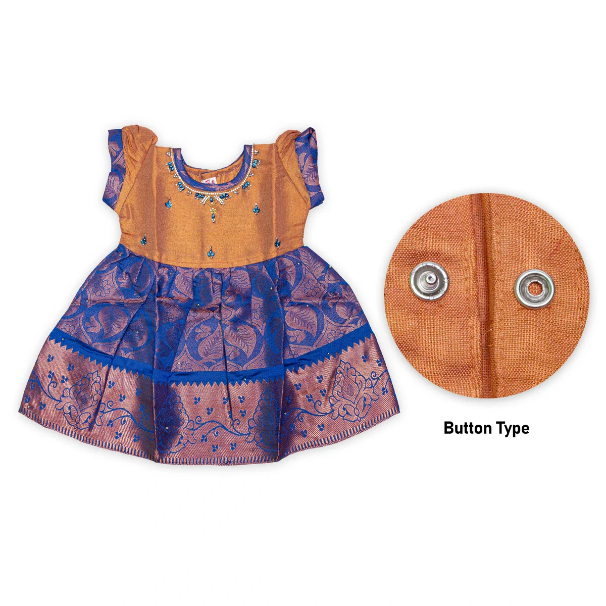 Pattu Frock Dress - Size 6 Month | Readymade Dress/ Jacquard Gown Dress For Baby Girls/ Assorted Colour&Design - Image 8