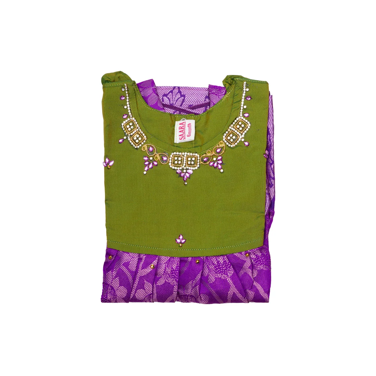 Pattu Frock Dress - Size 6 Month | Readymade Dress/ Varanasi Gown Dress For Baby Girls/ Assorted Colour&Design - Image 12