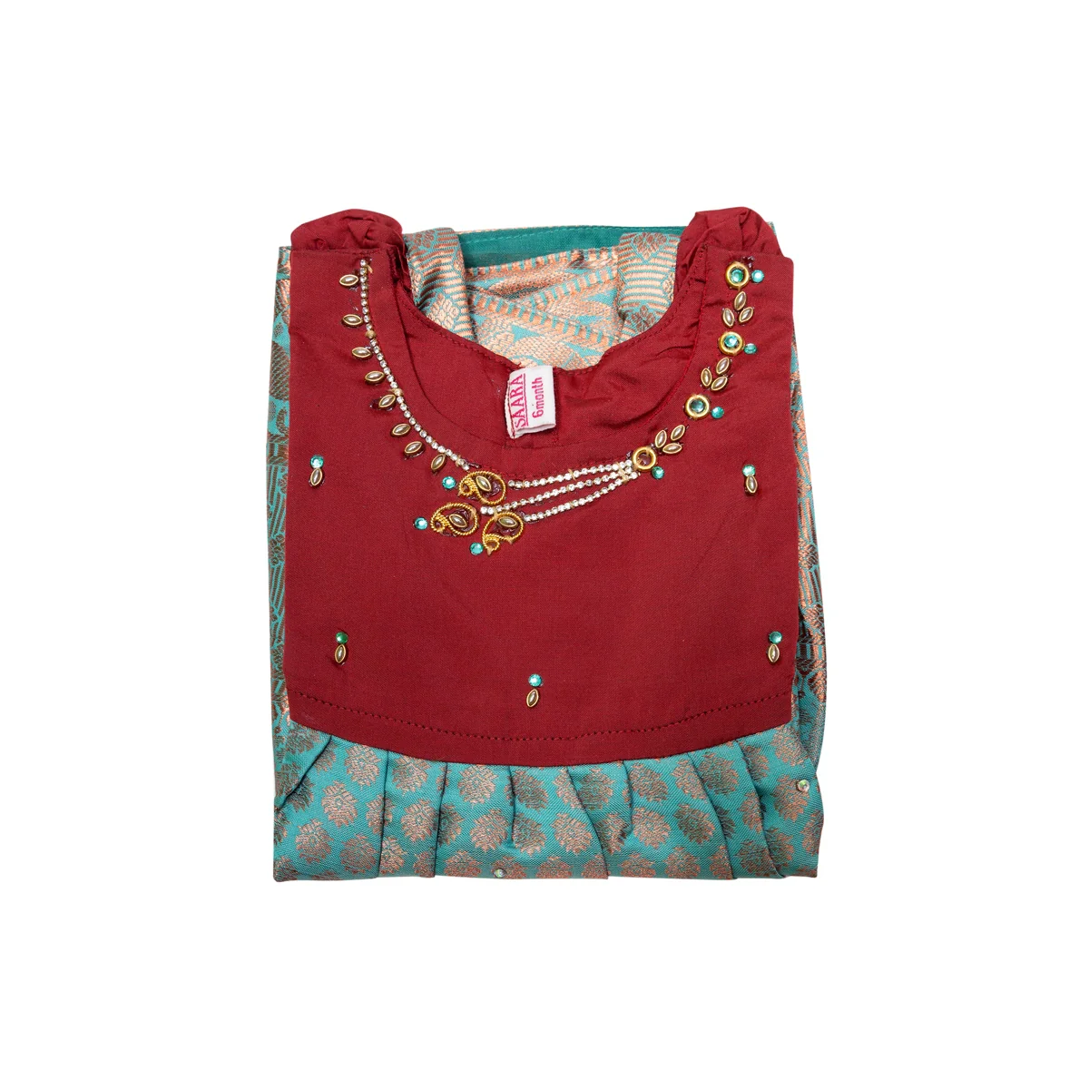 Pattu Frock Dress - Size 6 Month | Readymade Dress/ Varanasi Gown Dress For Baby Girls/ Assorted Colour&Design - Image 13