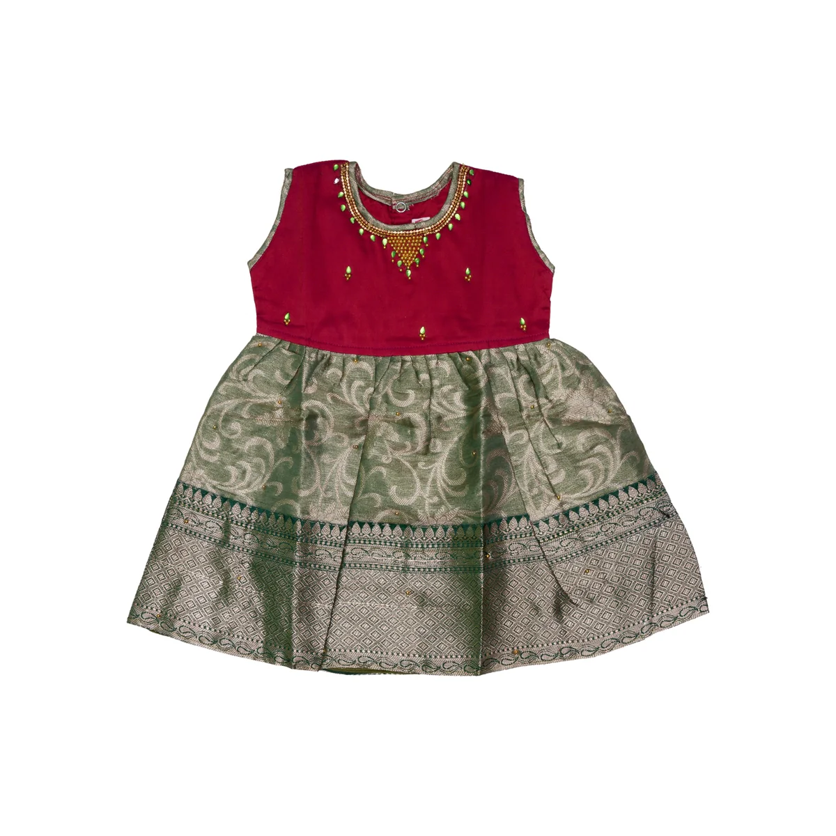 Pattu Frock Dress - Size 6 Month | Readymade Dress/ Varanasi Gown Dress For Baby Girls/ Assorted Colour&Design - Image 17