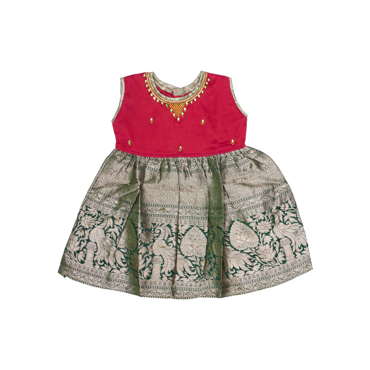 Pattu Frock Dress - Size 6 Month | Readymade Dress/ Varanasi Gown Dress For Baby Girls/ Assorted Colour&Design - Image 4