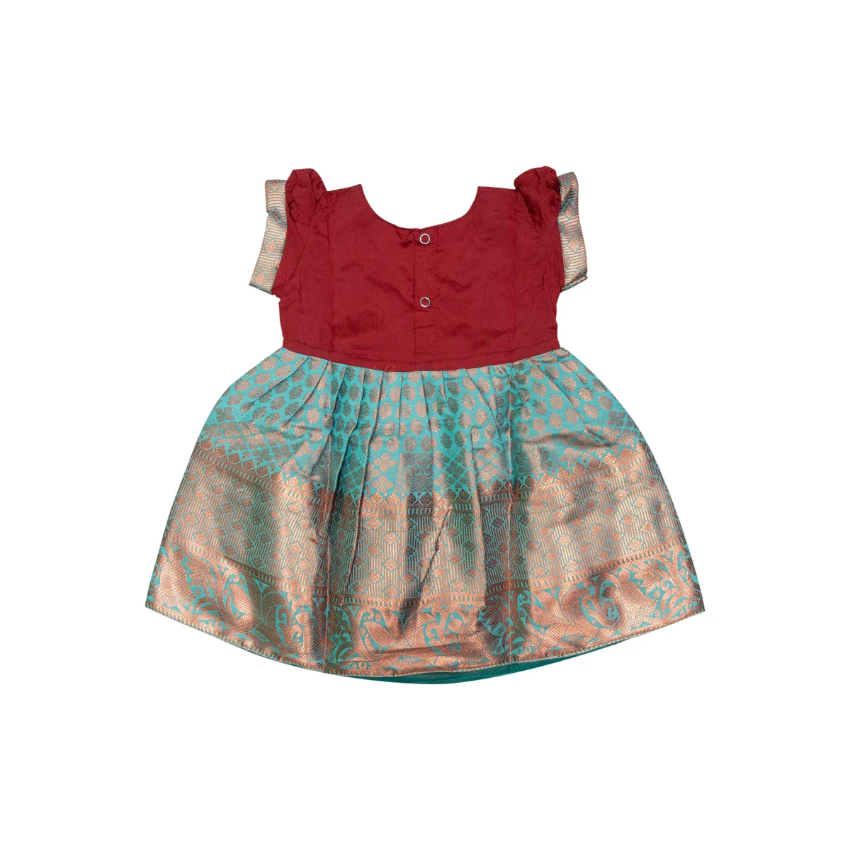 Pattu Frock Dress - Size 6 Month | Readymade Dress/ Varanasi Gown Dress For Baby Girls/ Assorted Colour&Design - Image 5