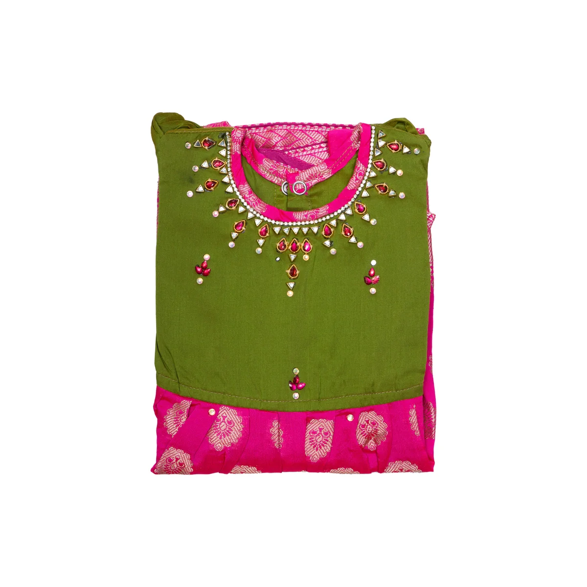 Pattu Frock Dress - Size 6 Month | Readymade Dress/ Varanasi Gown Dress For Baby Girls/ Assorted Colour&Design - Image 8