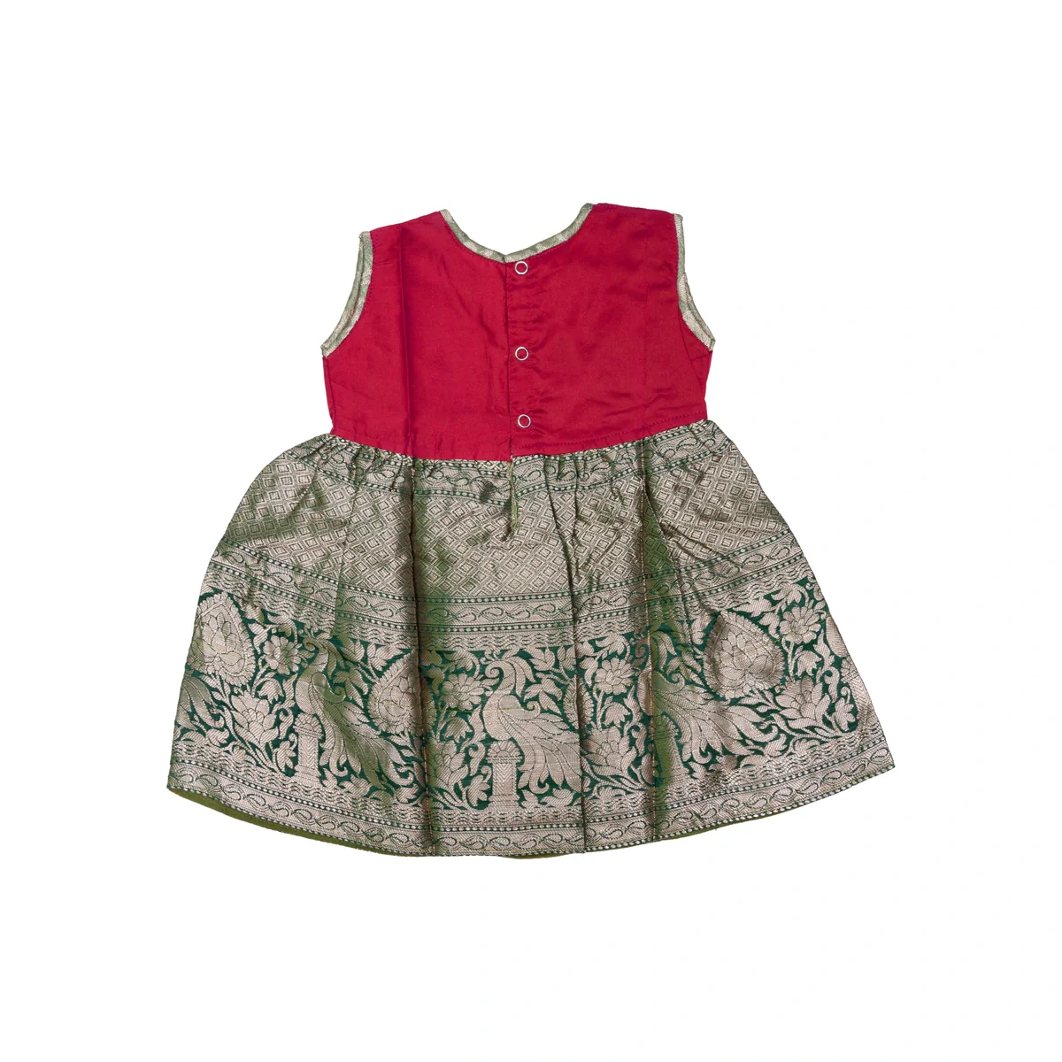 Pattu Frock Dress - Size 6 Month | Readymade Dress/ Varanasi Gown Dress For Baby Girls/ Assorted Colour&Design - Image 9