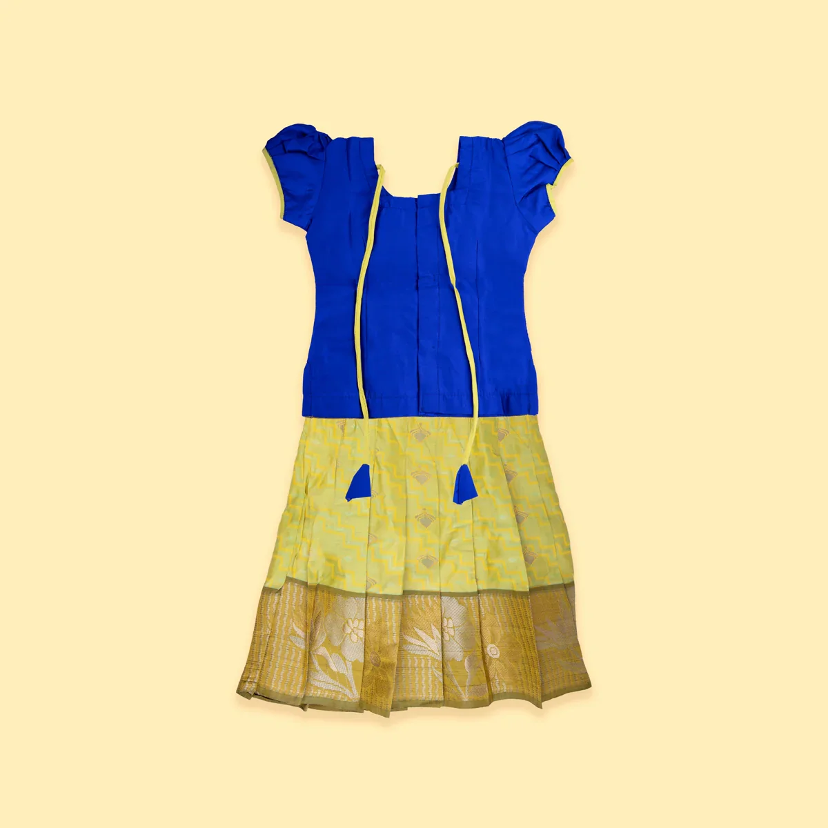 Pattu Pavadai Sattai - 3 x 11 Inches| Size 0/ Traditional Dress/ Pattu Langa for Kids - Image 5