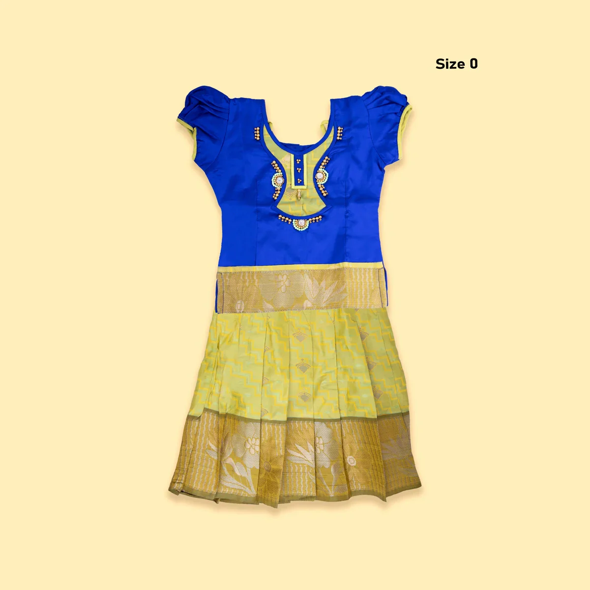 Pattu Pavadai Sattai - 3 x 11 Inches| Size 0/ Traditional Dress/ Pattu Langa for Kids - Image 6