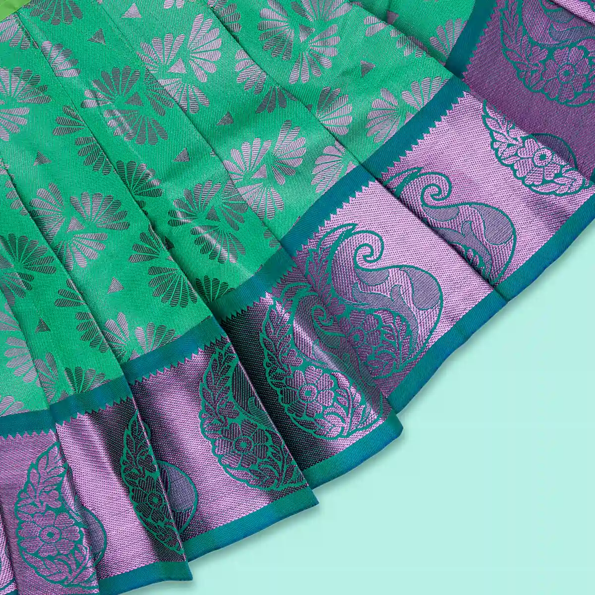 Pattu Pavadai Sattai - 3 x 11 Inches | Size 0/ Traditional Dress/ Pattu Langa for Kids - Image 4