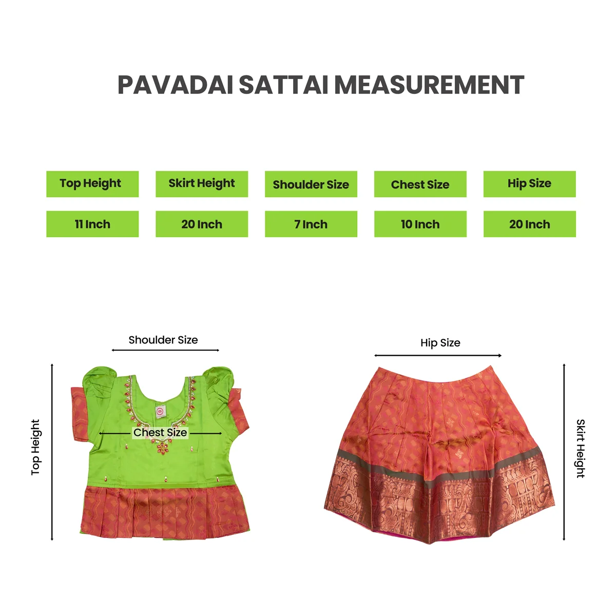 Pattu Pavadai Sattai Pair - Size 0 | Jacquard Skirt And Top/Traditional Dress For Baby Girls/ Assorted Colour - Image 9