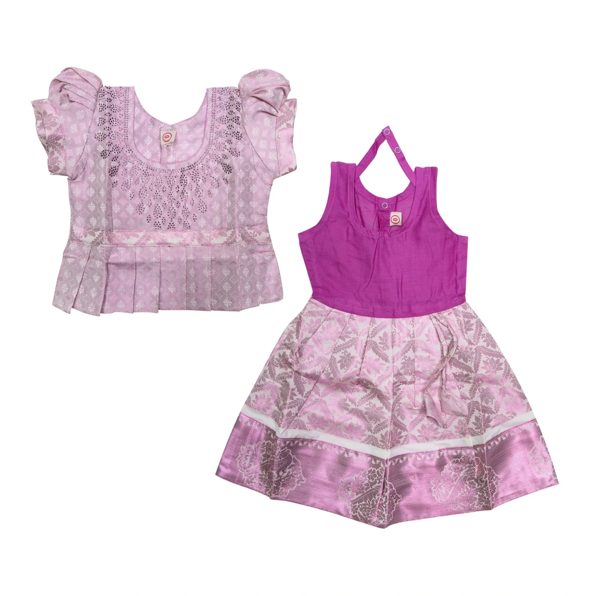 Pattu Pavadai Sattai Pair - Size 0 | Skirt And Top/ Traditional Dress For Baby Girls/ Assorted Colour & Design - Image 10