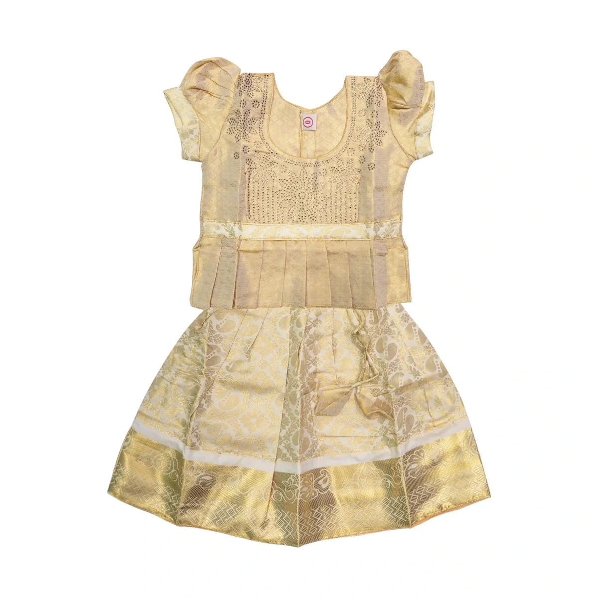 Pattu Pavadai Sattai Pair - Size 0 | Skirt And Top/ Traditional Dress For Baby Girls/ Assorted Colour & Design - Image 5