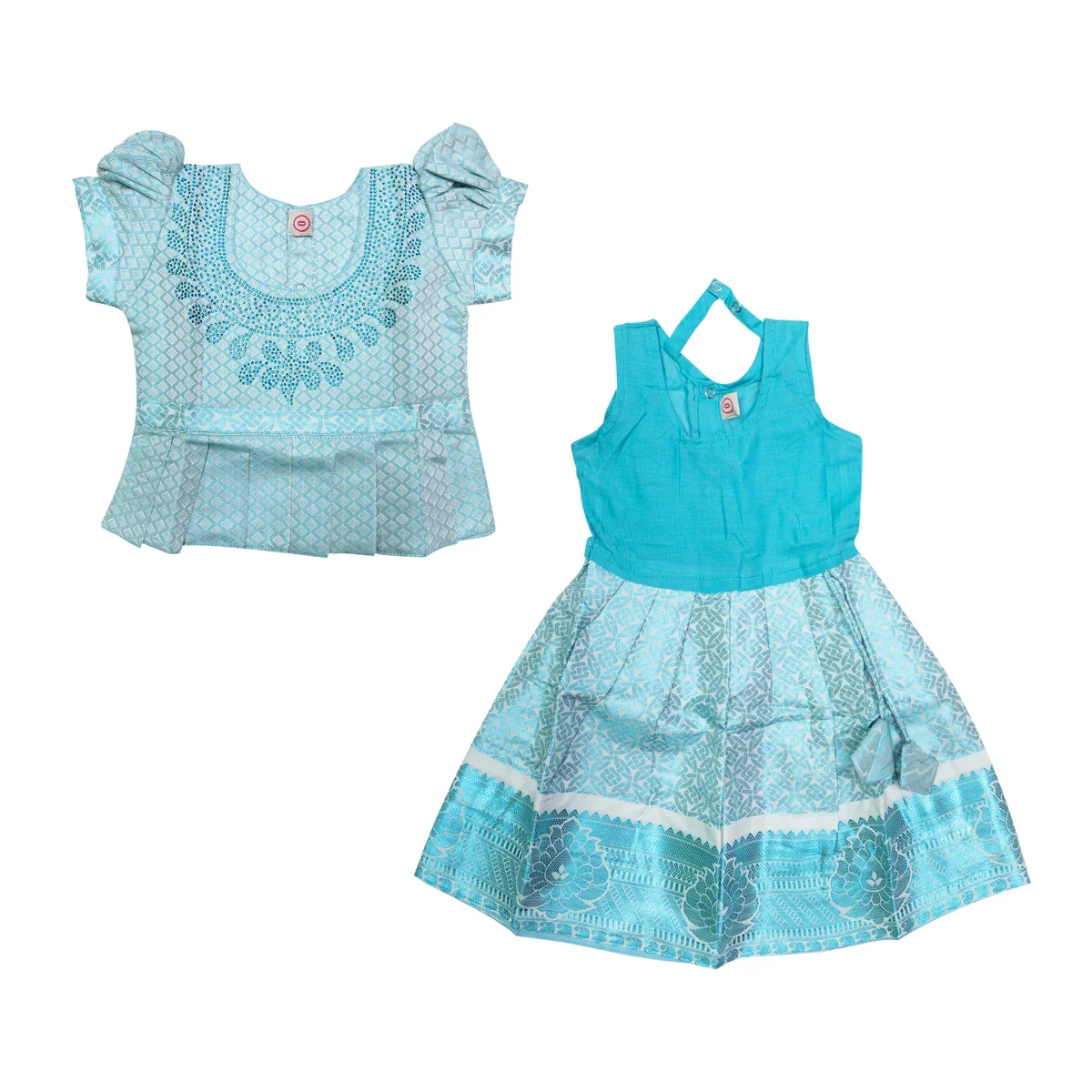 Pattu Pavadai Sattai Pair - Size 0 | Skirt And Top/ Traditional Dress For Baby Girls/ Assorted Colour & Design - Image 6
